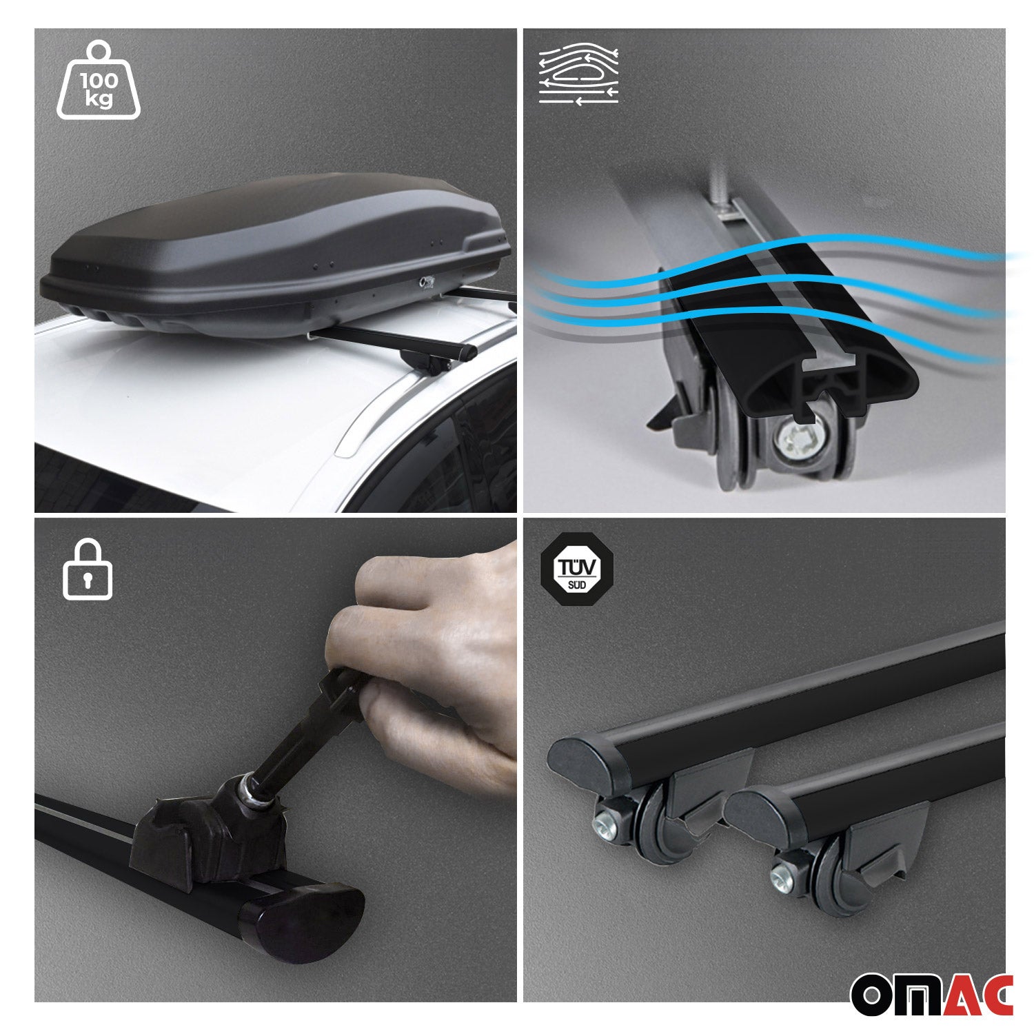 2019-2023 Audi e-tron Quattro Roof Rack Cross Bars Black