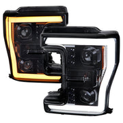 2017-2019 Ford F-250 F-350 F-450 F-550 LED C-Bar Projector Headlights Black