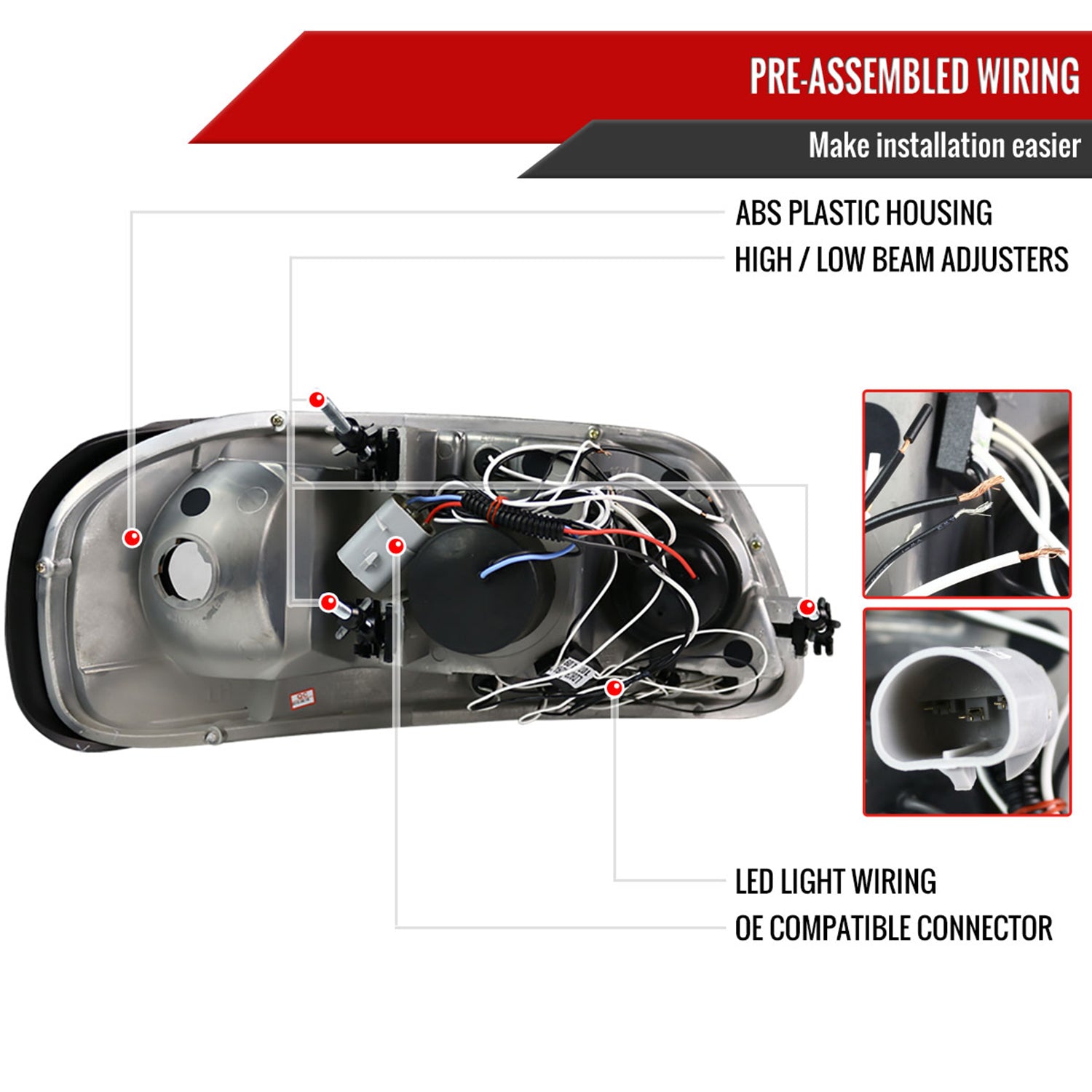 1997-2004 Ford F-150 / 97-2002 Expedition Dual Halo Projector Headlights Chrome