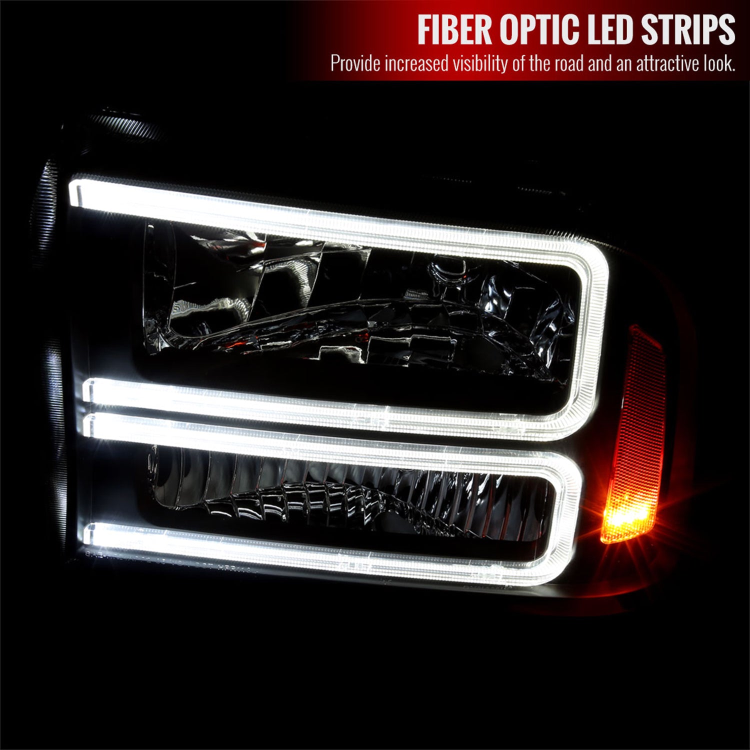 2005-2007 Ford F-250/350/450/550 Super Duty Dual LED Factory Headlights Black