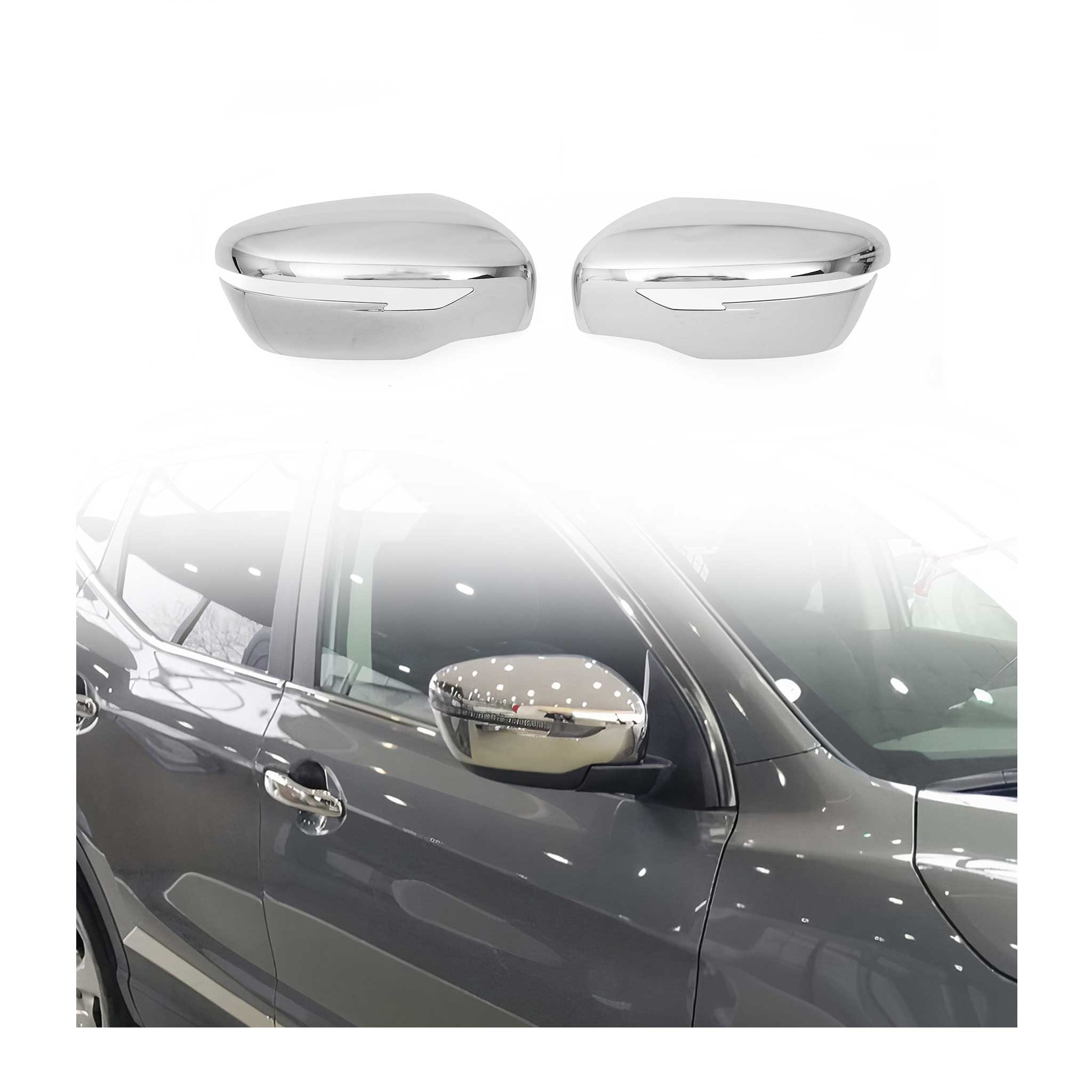 2018-2024 Nissan Kicks Side Mirror Cover Caps ABS Chrome Silver Gloss 2 Pcs
