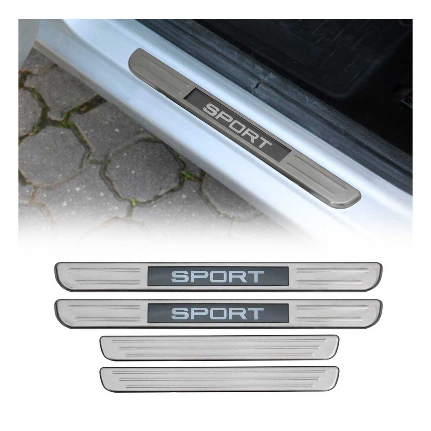 Nissan Door Sill Scuff Plate Illuminated Stainless Steel Silver 4 Pcs