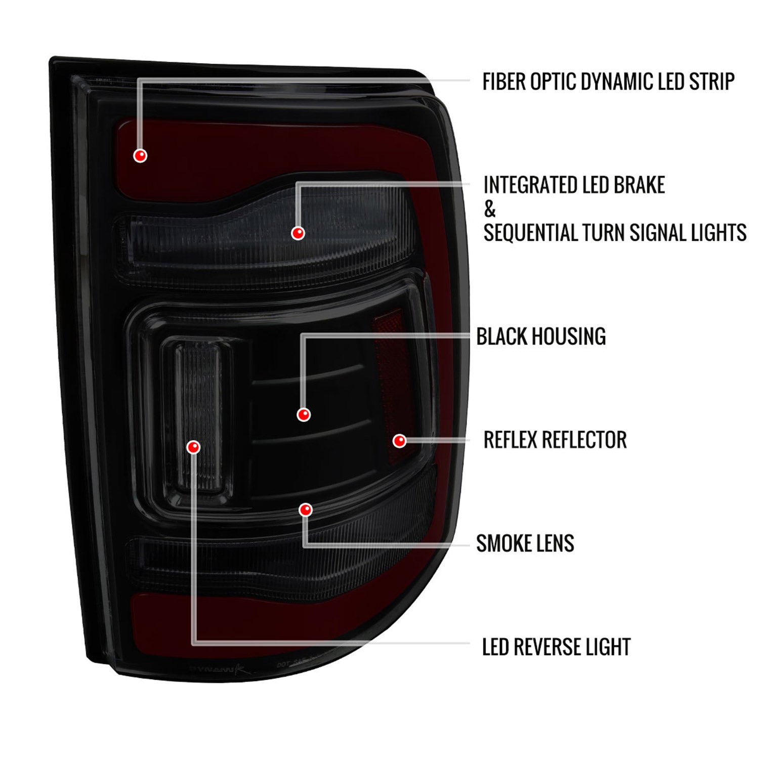 2013-2018 RAM 1500/2500/3500 Signal LED Tail Lights Matt Black/Smoke