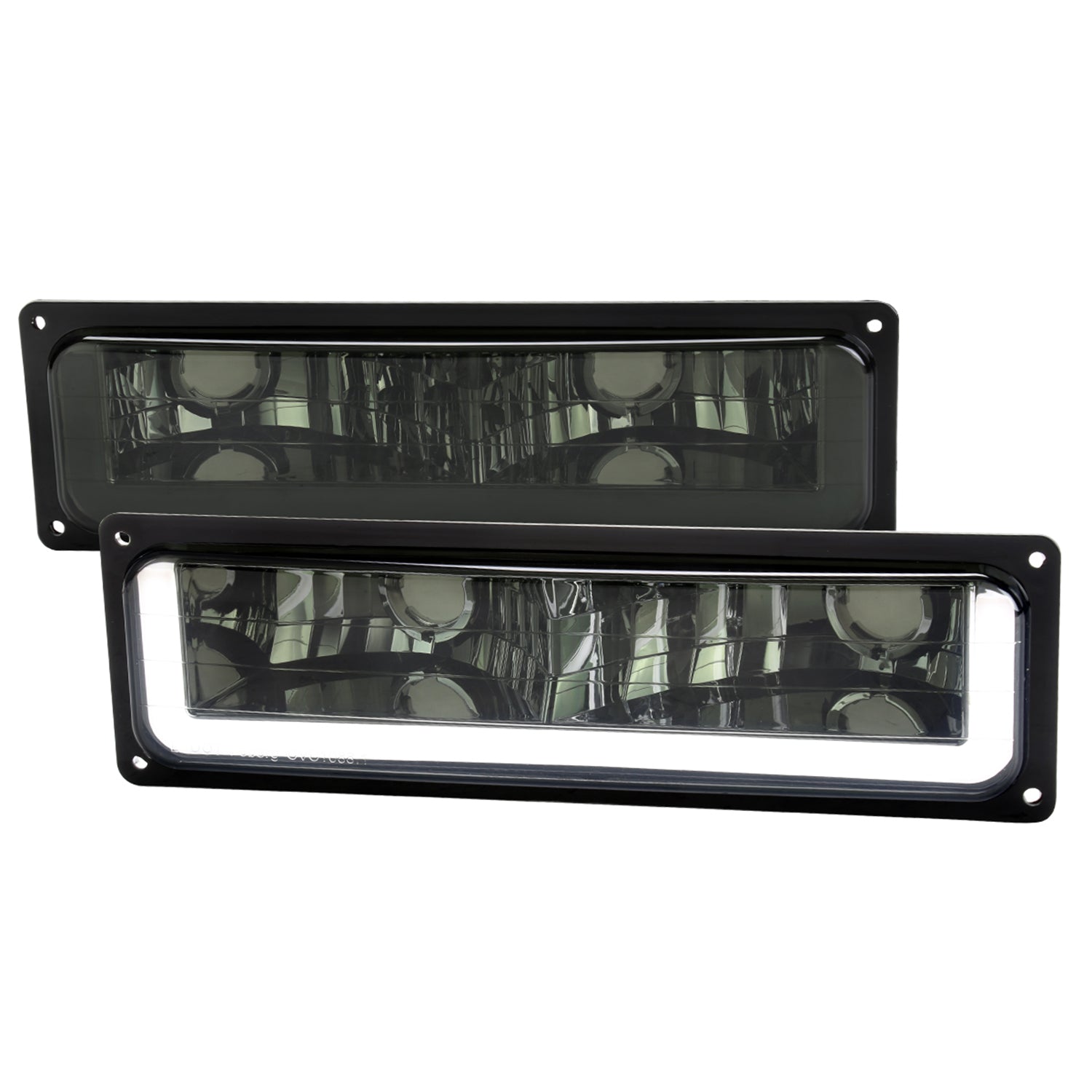 1988-1998 Chevy C10 GMC C/K LED Strip Bumper Corner Signal Lights Chrome/Smoke