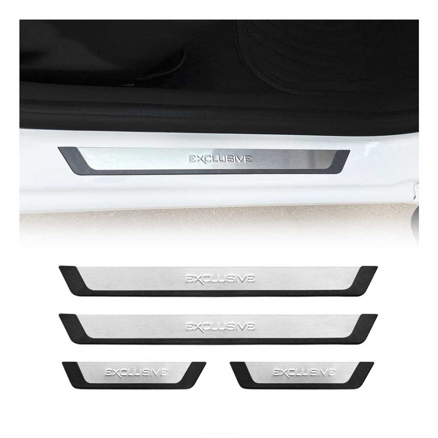 GMC Sierra 1500 2500 3500 Door Sill Scuff Plate Scratch Protector Exclusive Brushed Stainless Steel 4Pcs