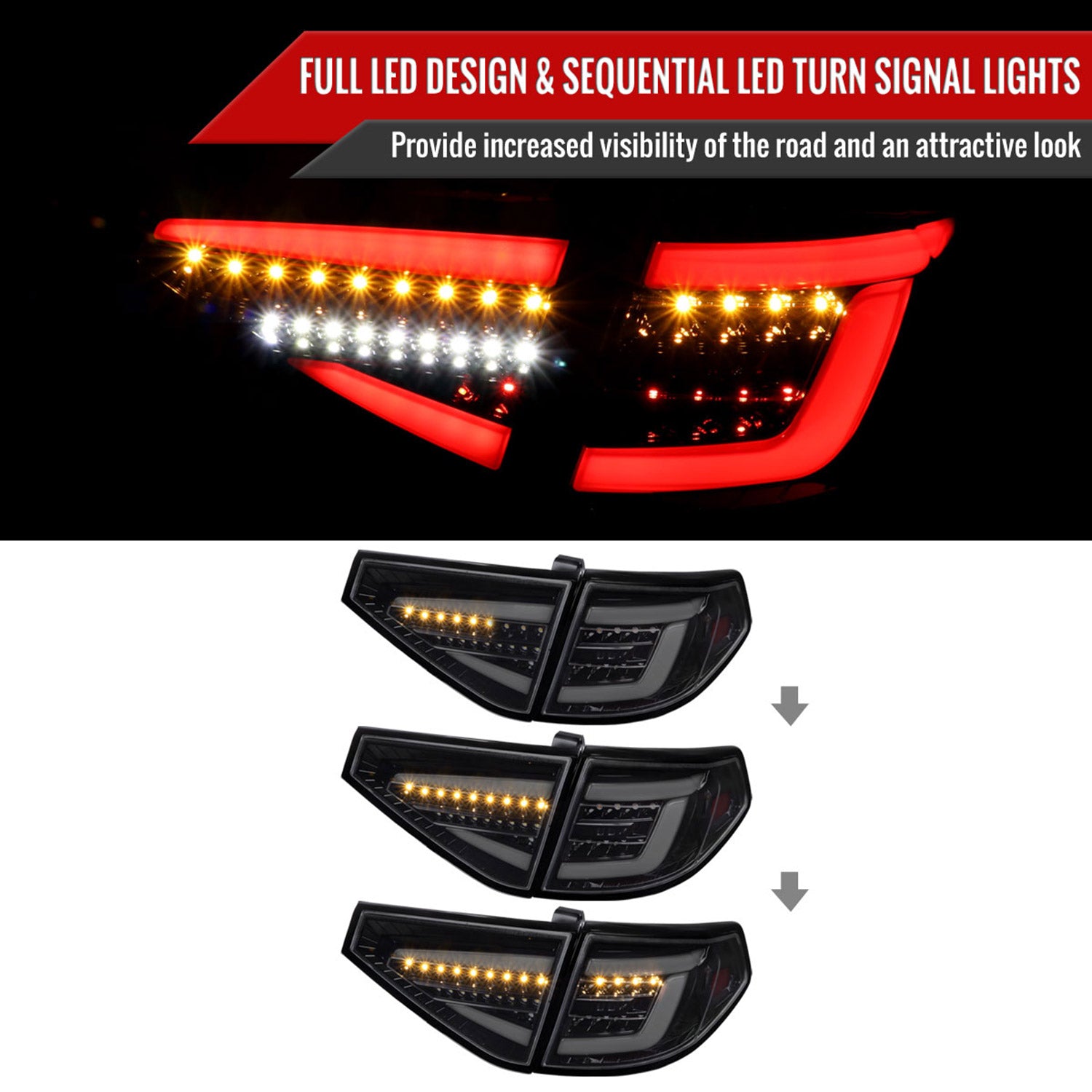 2008-2014 Subaru Impreza WRX HB LED Tube Tail Lights Glossy Black/Dark Smoke