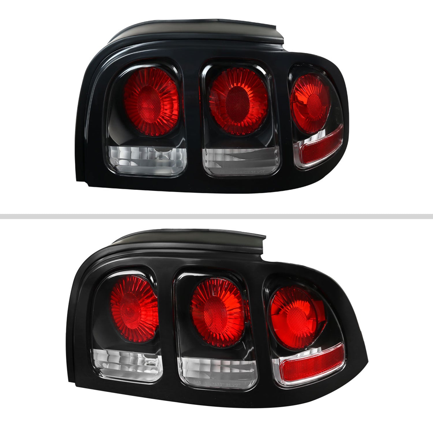 1994-1998 Ford Mustang Tail Lights Matte Black Housing/Clear Lens