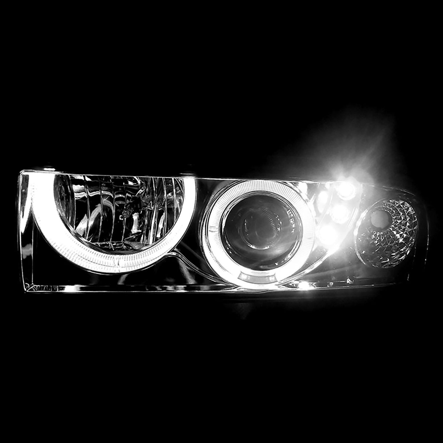 1998-2004 Chevy S10 Blazer Dual Halo Projector Headlights Bumper Lights Chrome