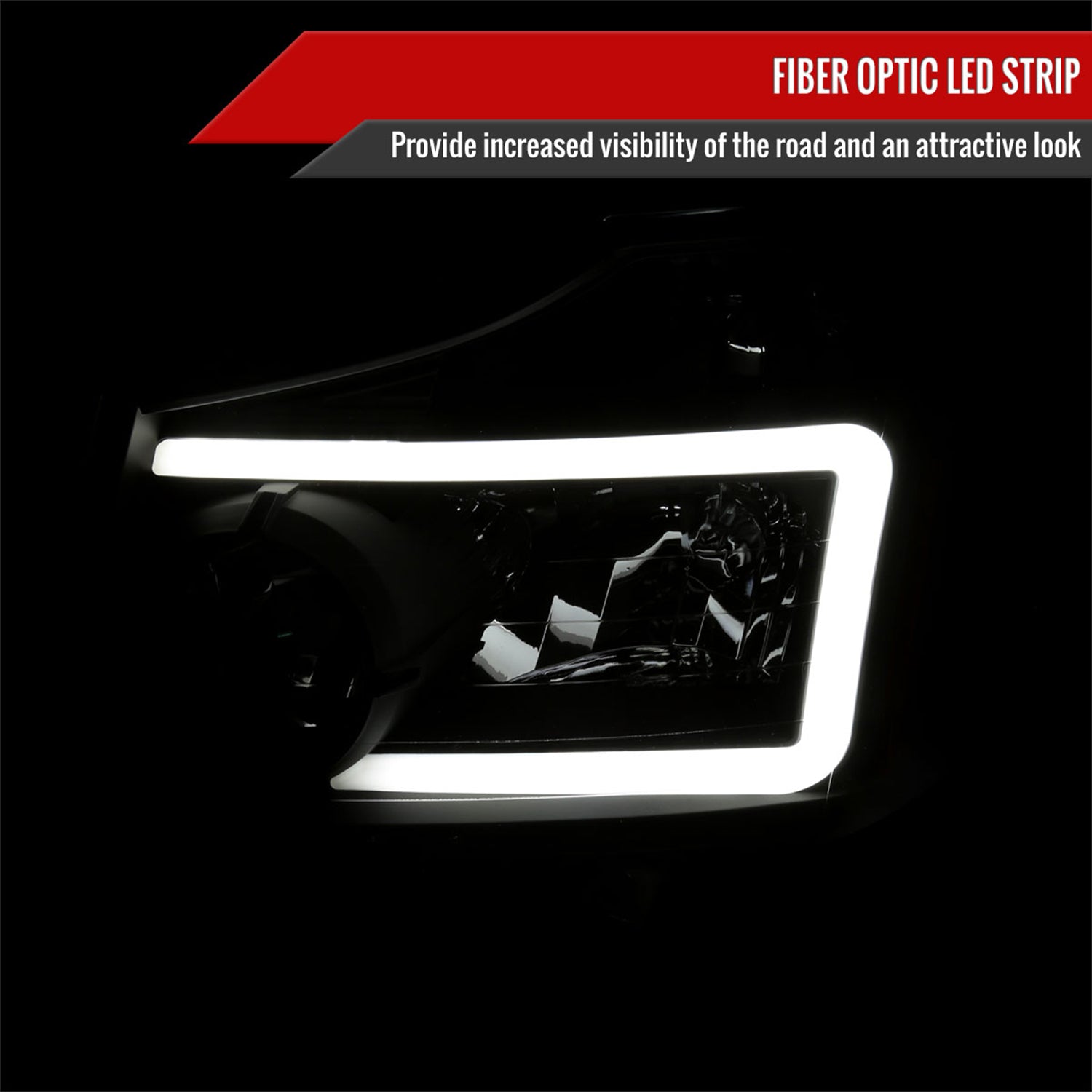 2004-2015 Nissan Titan / 2004-2007 Armada LED Bar Factory Headlights Matt Black