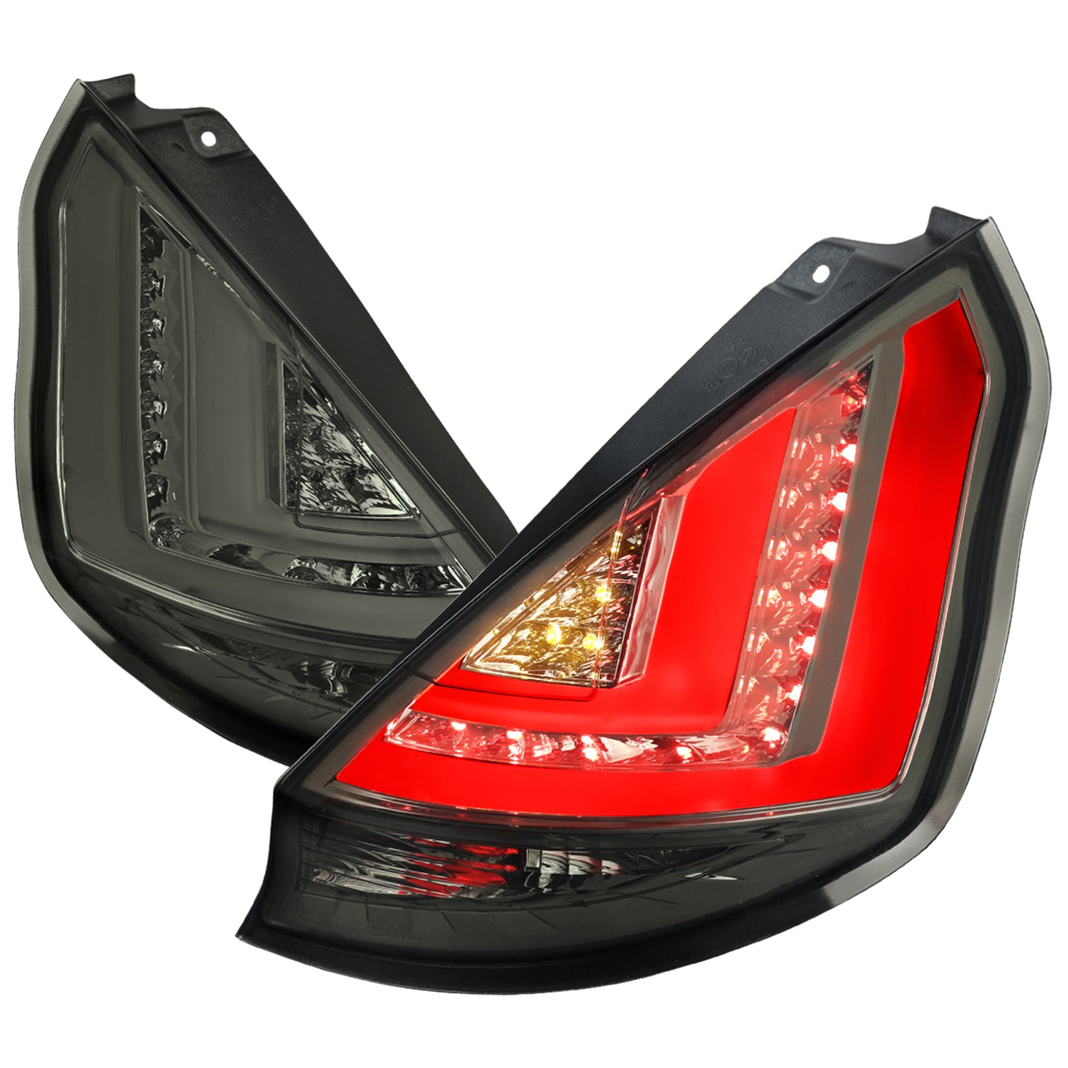 2011-2013 Ford Fiesta Hatchback LED Tail Lights Chrome Housing/Smoke Lens