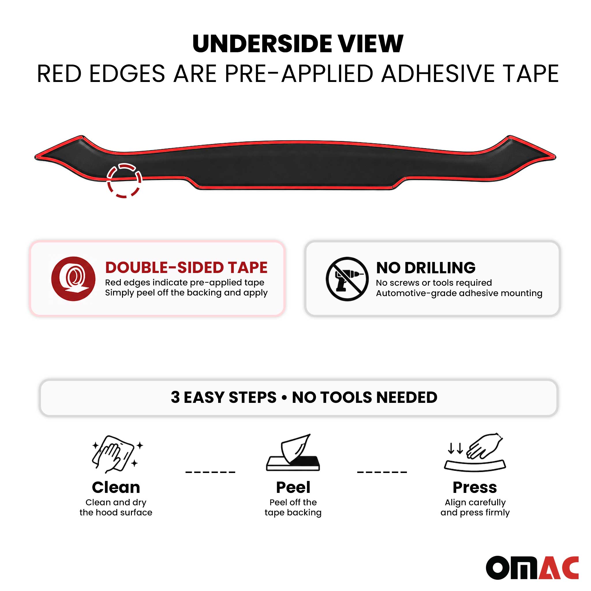 2012-2018 Dodge Ram 1500 2009-2011 / RAM 1500 Front Bug Shield Hood Deflector 1 Pc Smoke Stick Install