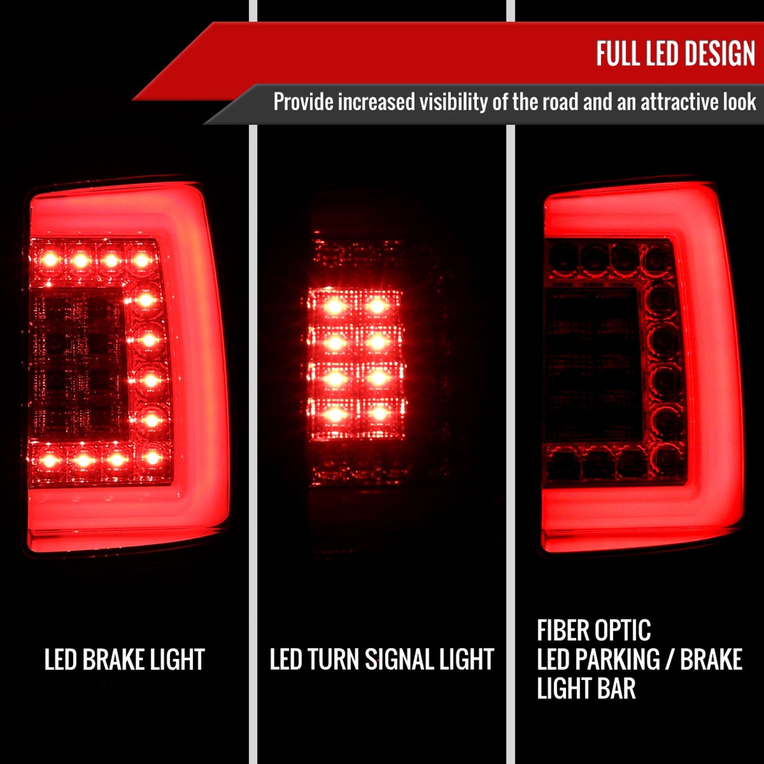 2000-2006 Chevy Suburban/Tahoe/Yukon/Yukon XL LED C Bar Tail Lights Chrome/Red