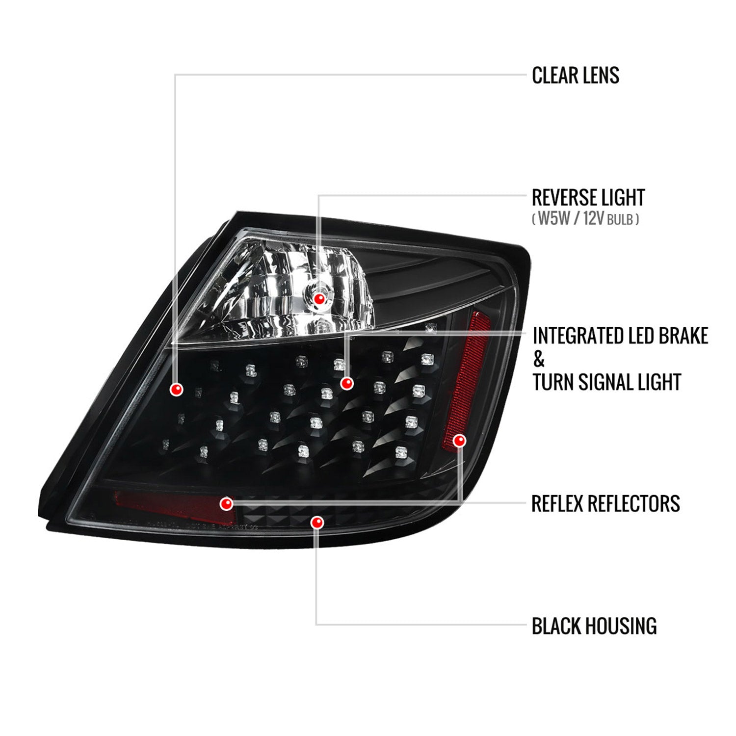 2004-2010 Scion tC V2 LED Tail Lights Matte Black Housing/Clear Lens