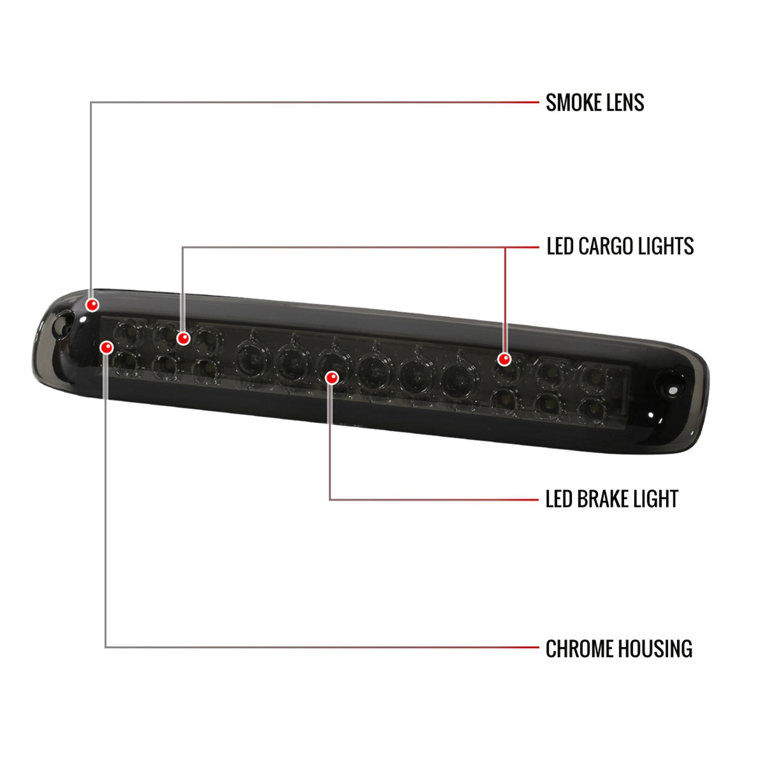 1999-2002 Chevy Silverado/ 99-2006 GMC Sierra LED 3rd Brake Light Chrome/Smoke