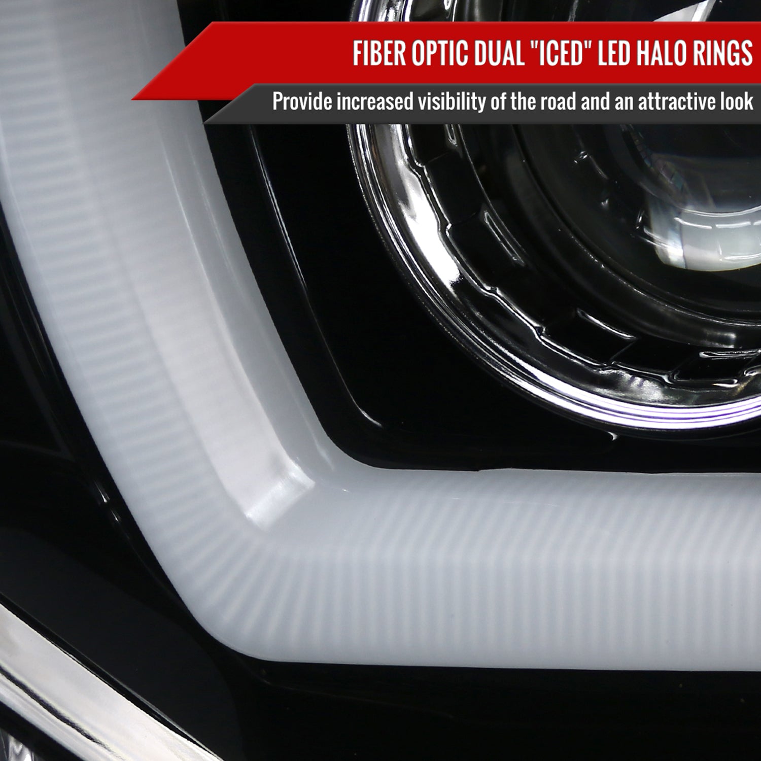 2011-2014 Dodge Charger Dual LED U-Bar Projector Headlights Jet Black/Clear