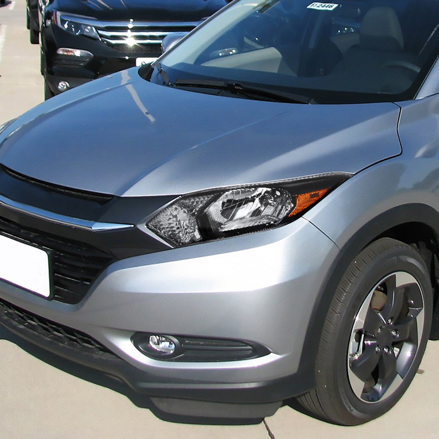 2016-2018 Honda HR-V Crystal Headlights w/ Amber Reflectors Glossy Black/Clear