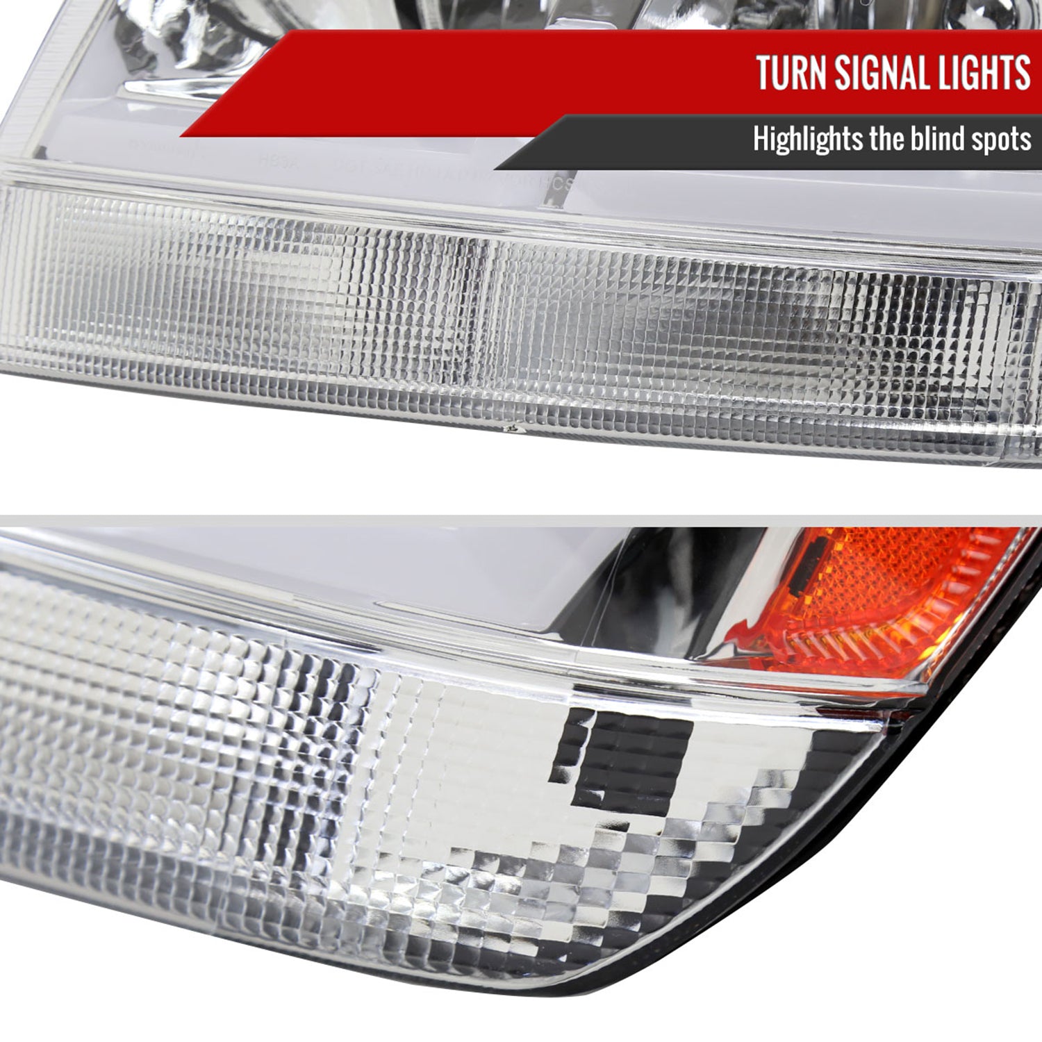 1999-2004 Jeep Grand Cherokee Factory Dual LED Bar Headlights Chrome/Clear
