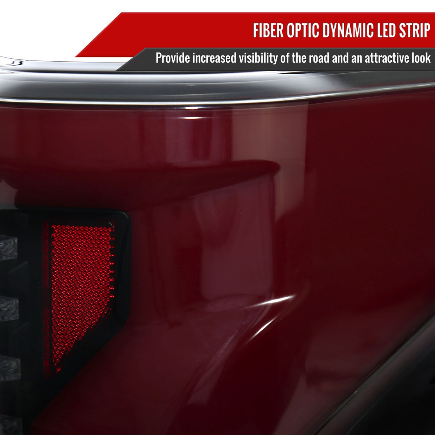2015-2017 Ford F-150 Turn Signal Animated Red LED Bar Tail Lights Black/Smoke