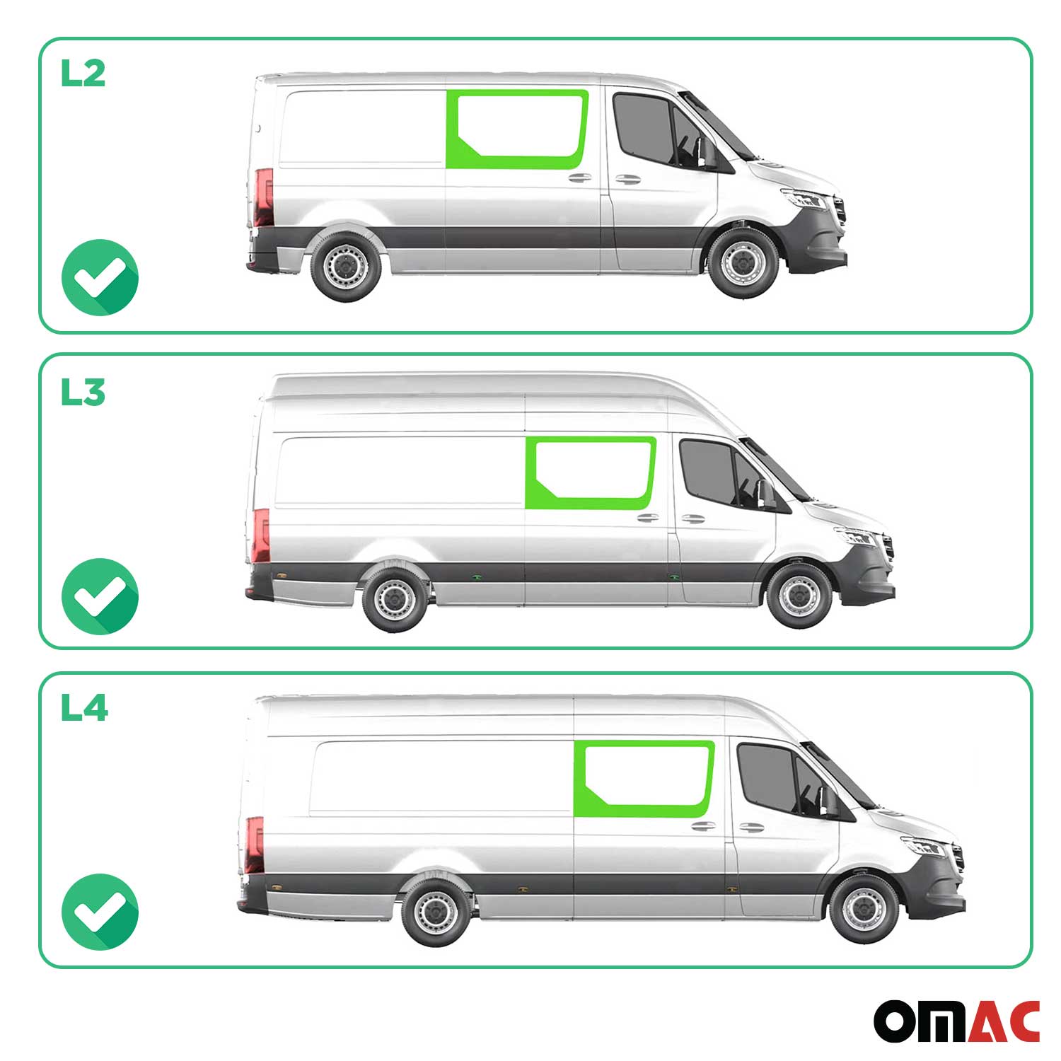 2006-2018 Mercedes Sprinter W906 Window Glass Fit Kit Right Sliding Fixed Door L2 L3 L4