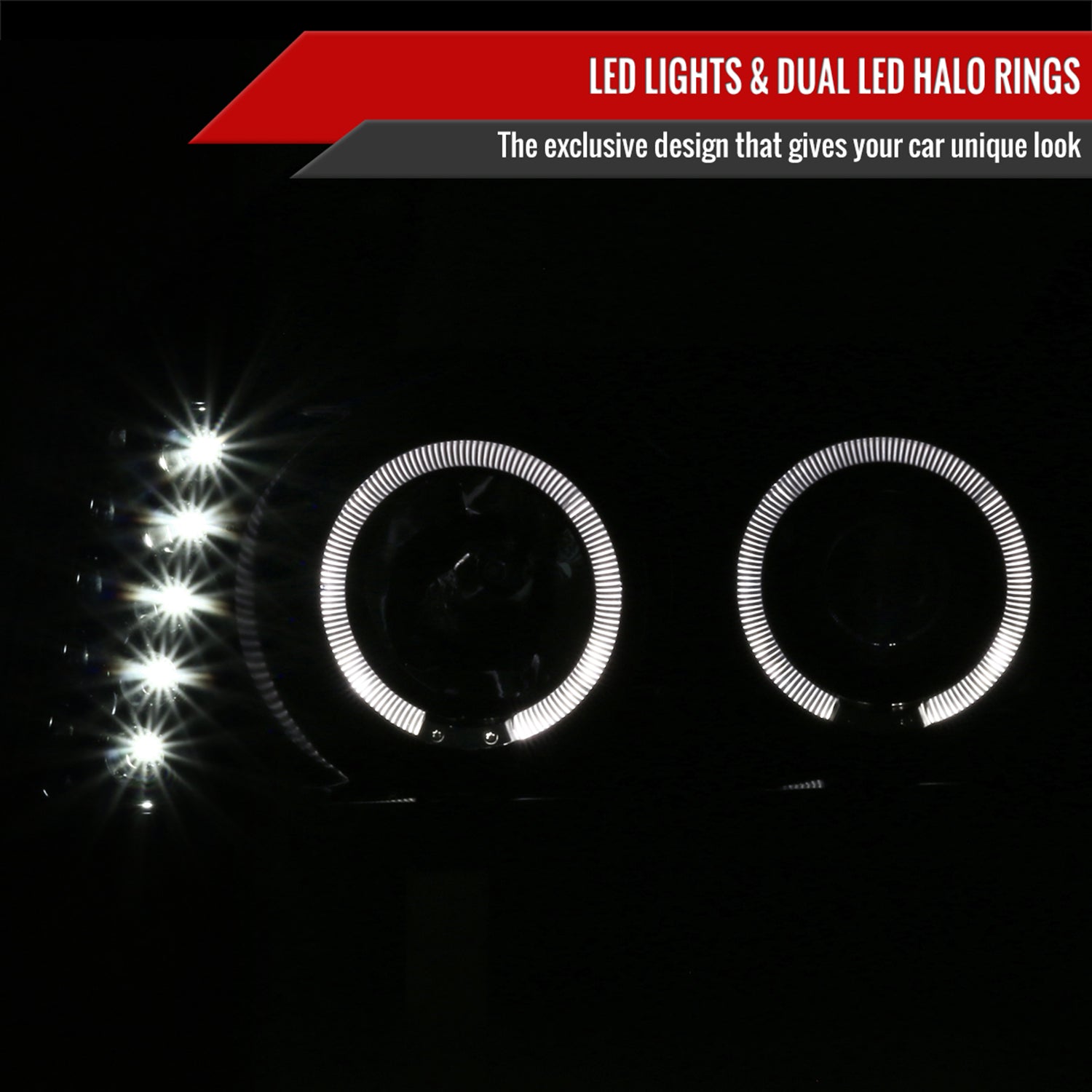 2004-2012 GMC Canyon/ Chevy Colorado Dual Halo Projector Headlights Jet Black
