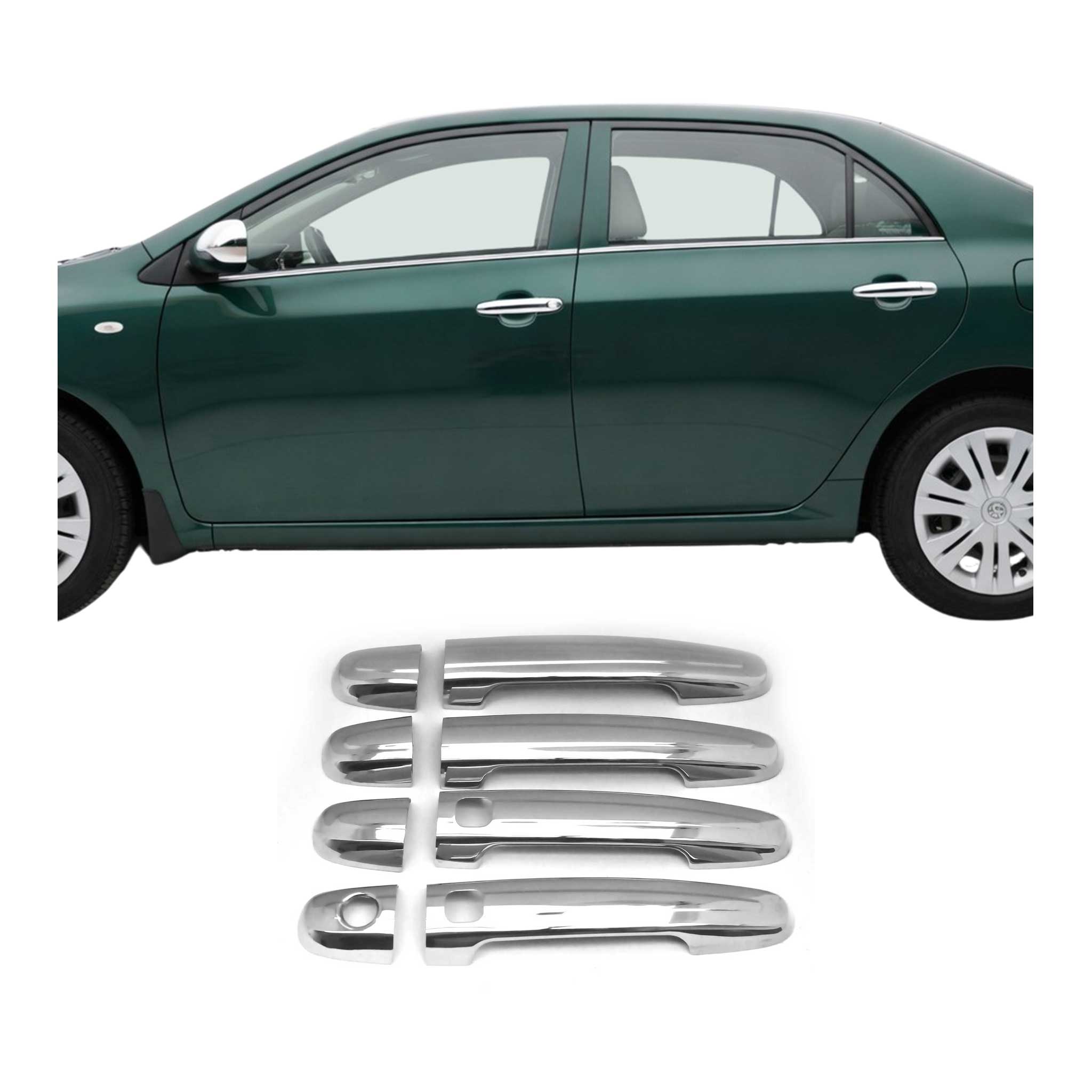 2004-2010 Toyota Sienna Door Handle Cover Protector Keyless S.Steel Chrome 8Pcs