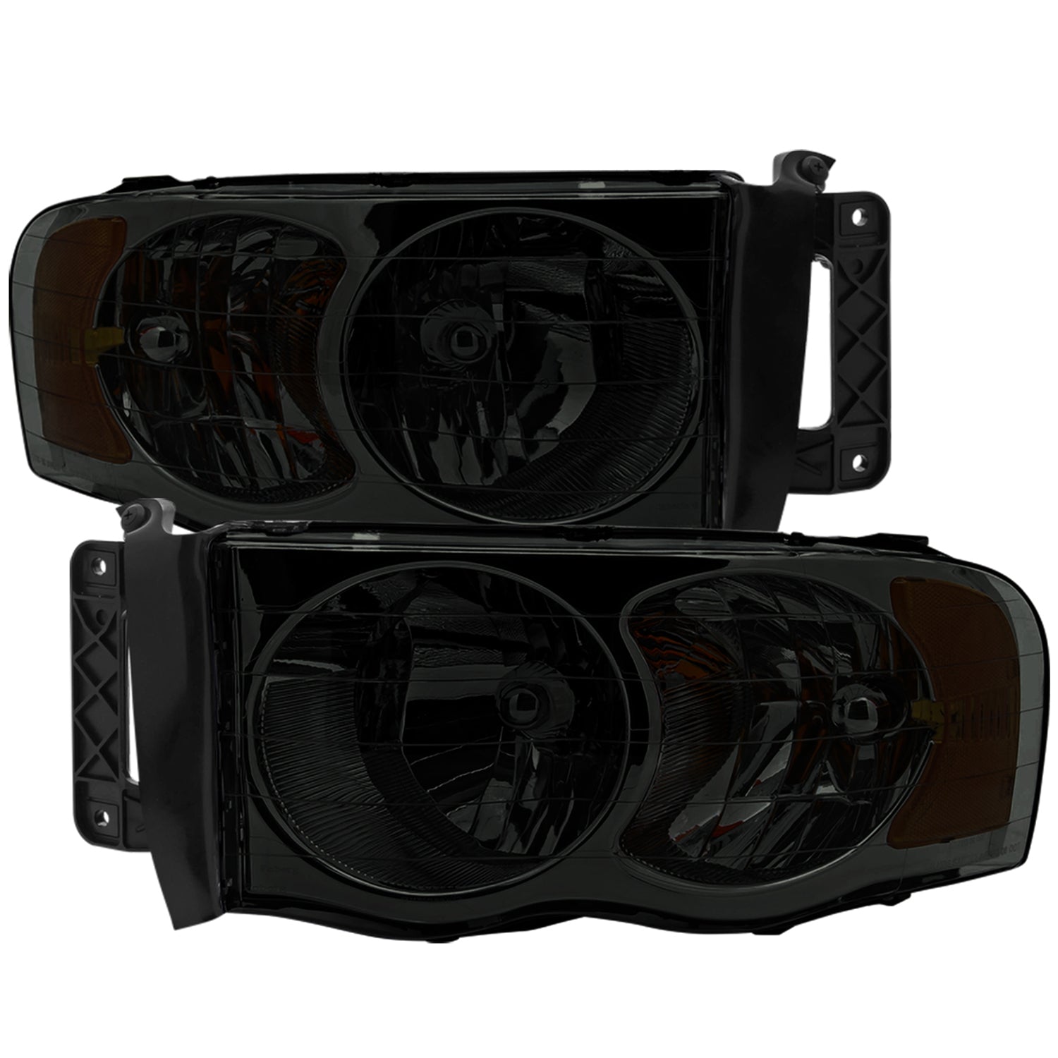 2002-2005 Dodge RAM 1500 2500 3500 Factory Headlights Chrome/Smoke