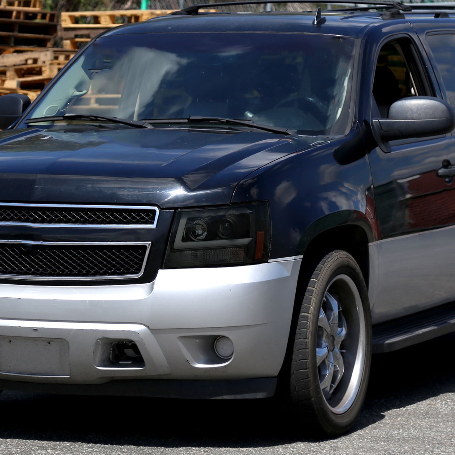 2007-2013 Chevy Avalanche/ Tahoe Suburban LED C-Bar Headlights Black Smoke