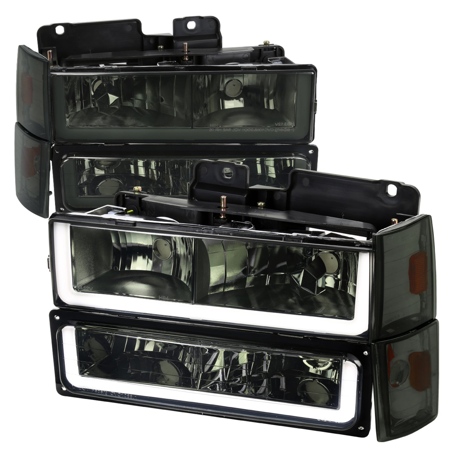 1988-1993 Chevy C10 C/K Sierra Tahoe LED Tube Factory Headlights Smoke