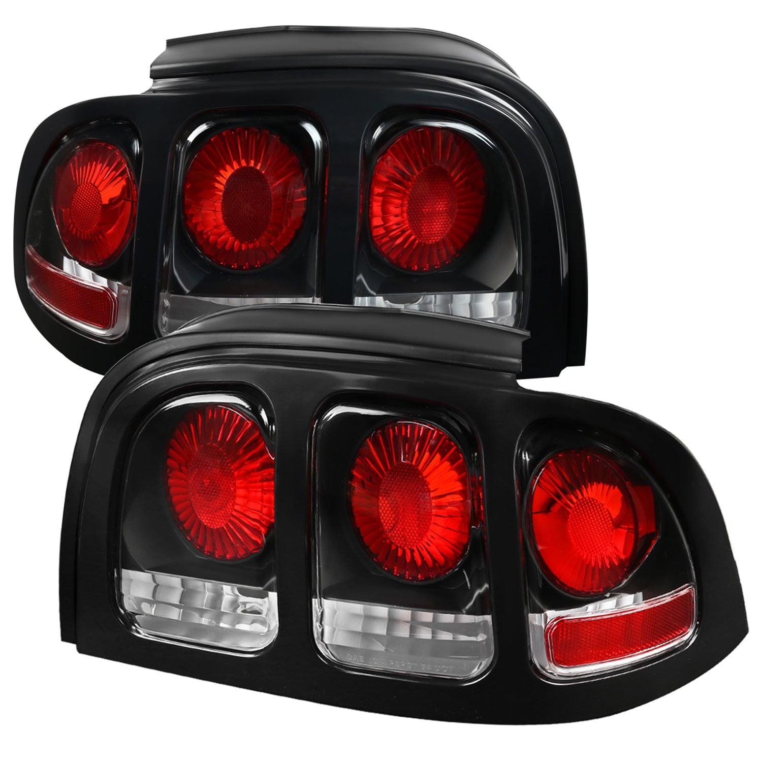 1994-1998 Ford Mustang Tail Lights Matte Black Housing/Clear Lens