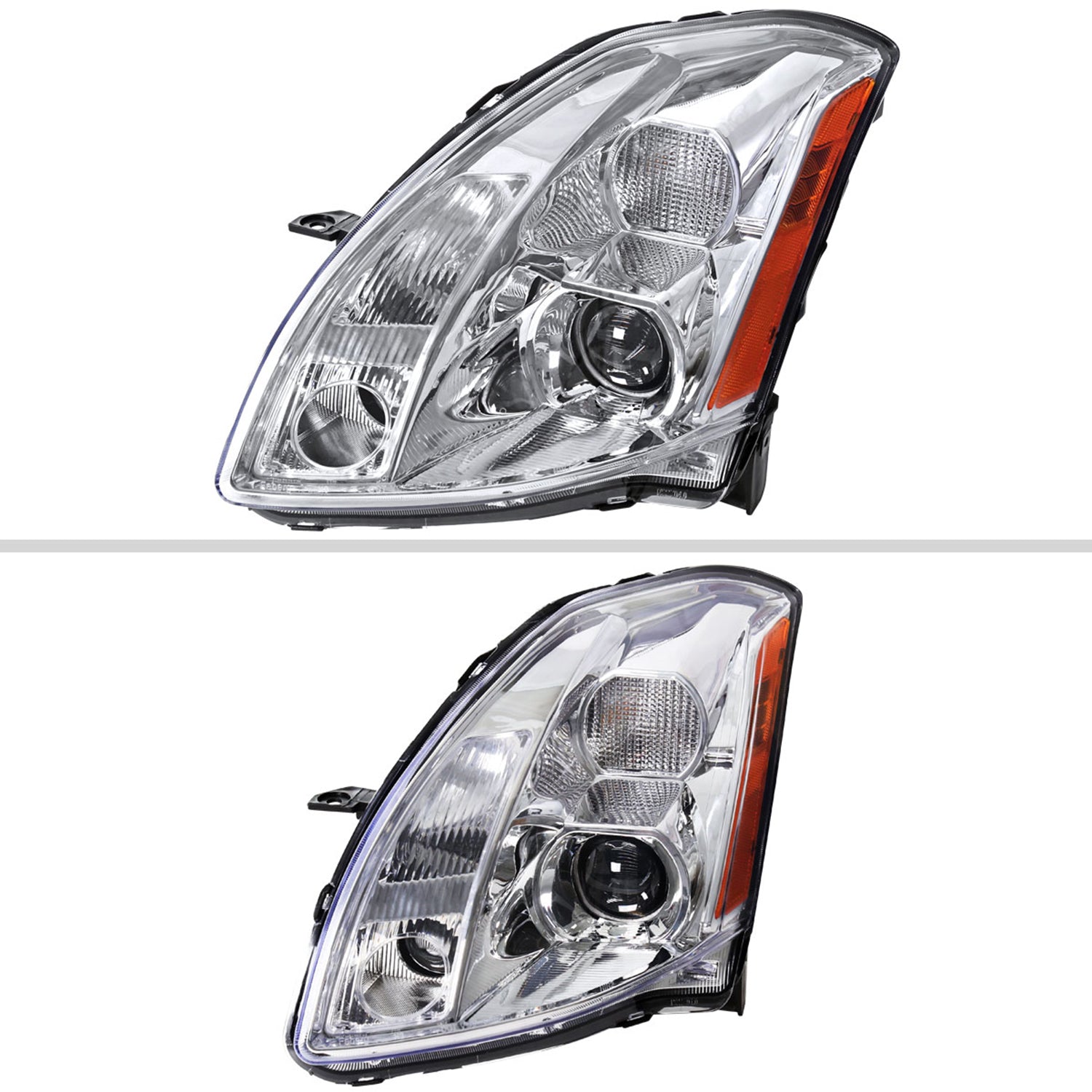 2004-2006 Nissan Maxima Projector Headlights w/ Amber Reflectors Chrome/Clear