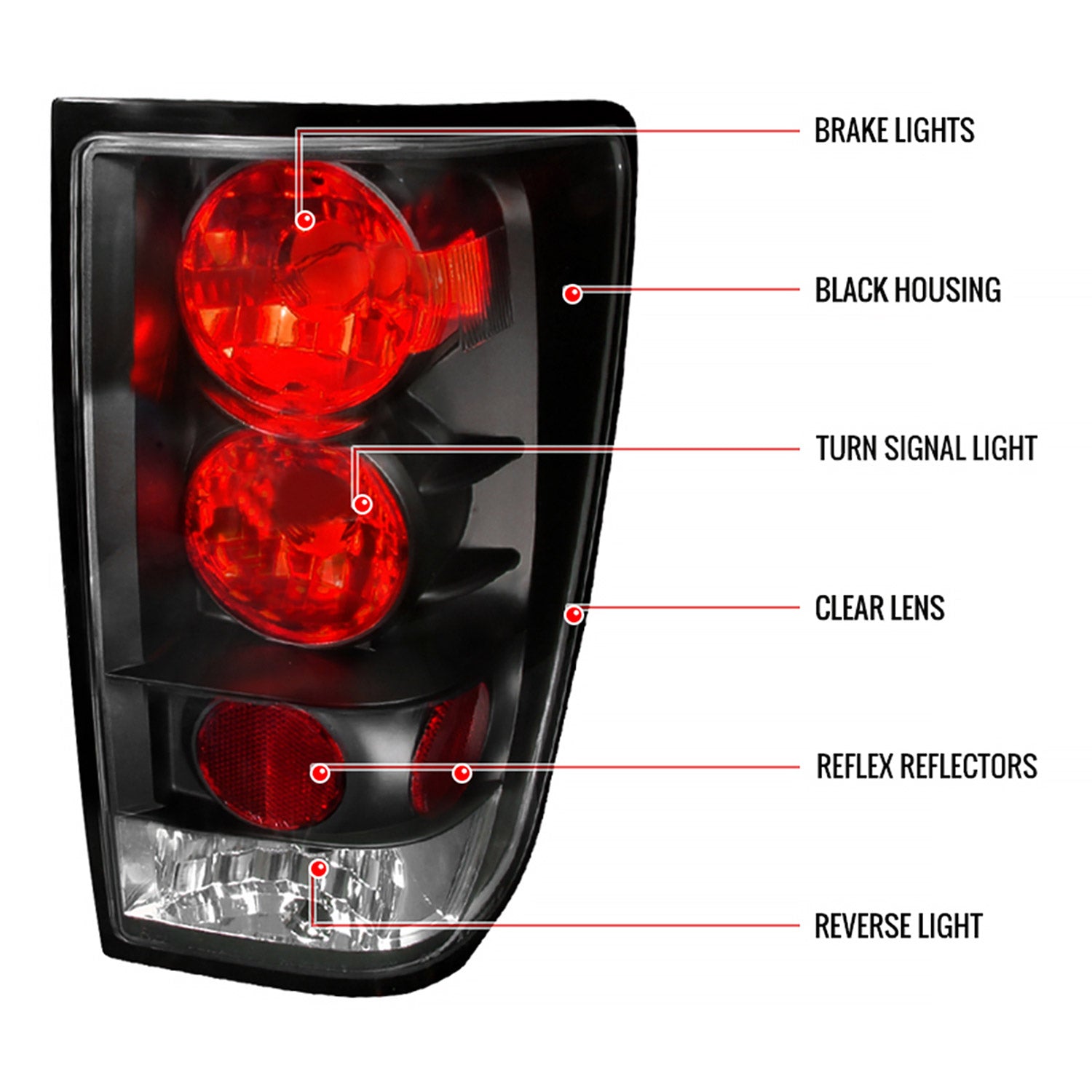 2004-2015 Nissan Titan Tail Lights Matte Black Housing/Clear Lens