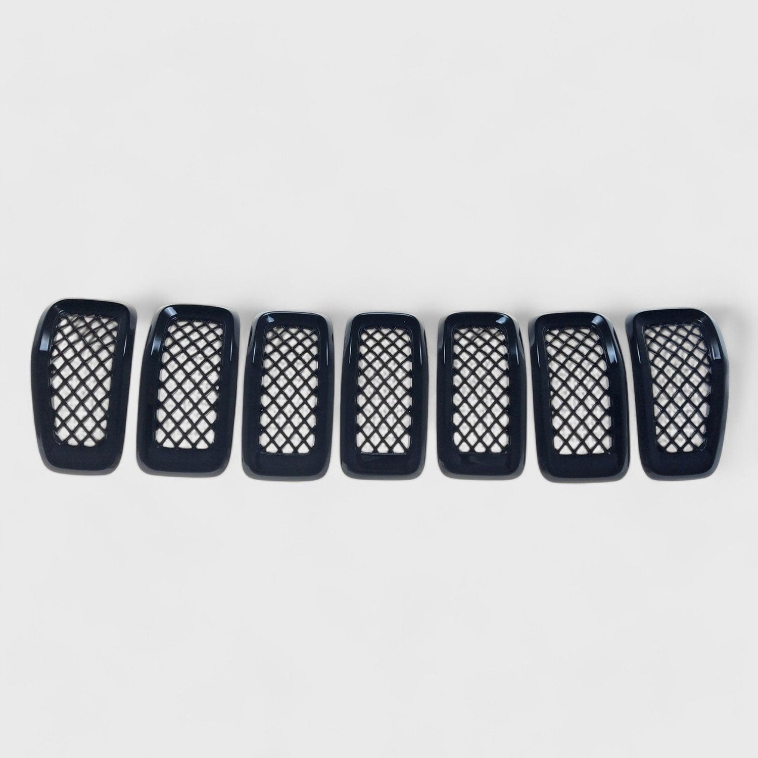 2014-2018 Jeep Cherokee Grille Overlay Gloss Black 7Pcs ABS Plastic