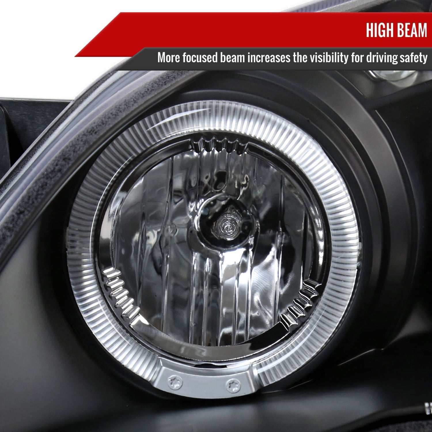 2003-2008 Toyota Corolla Dual Halo Projector Headlights Matte Black/Clear Lens