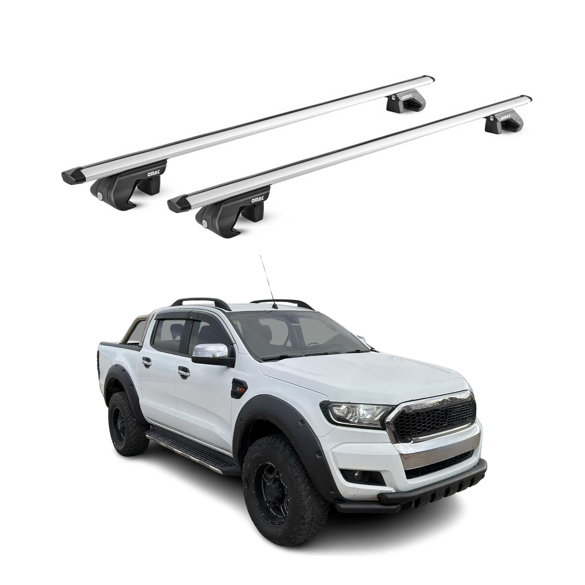 2011-2024 Ford Ranger Roof Rack Cross Bars Silver