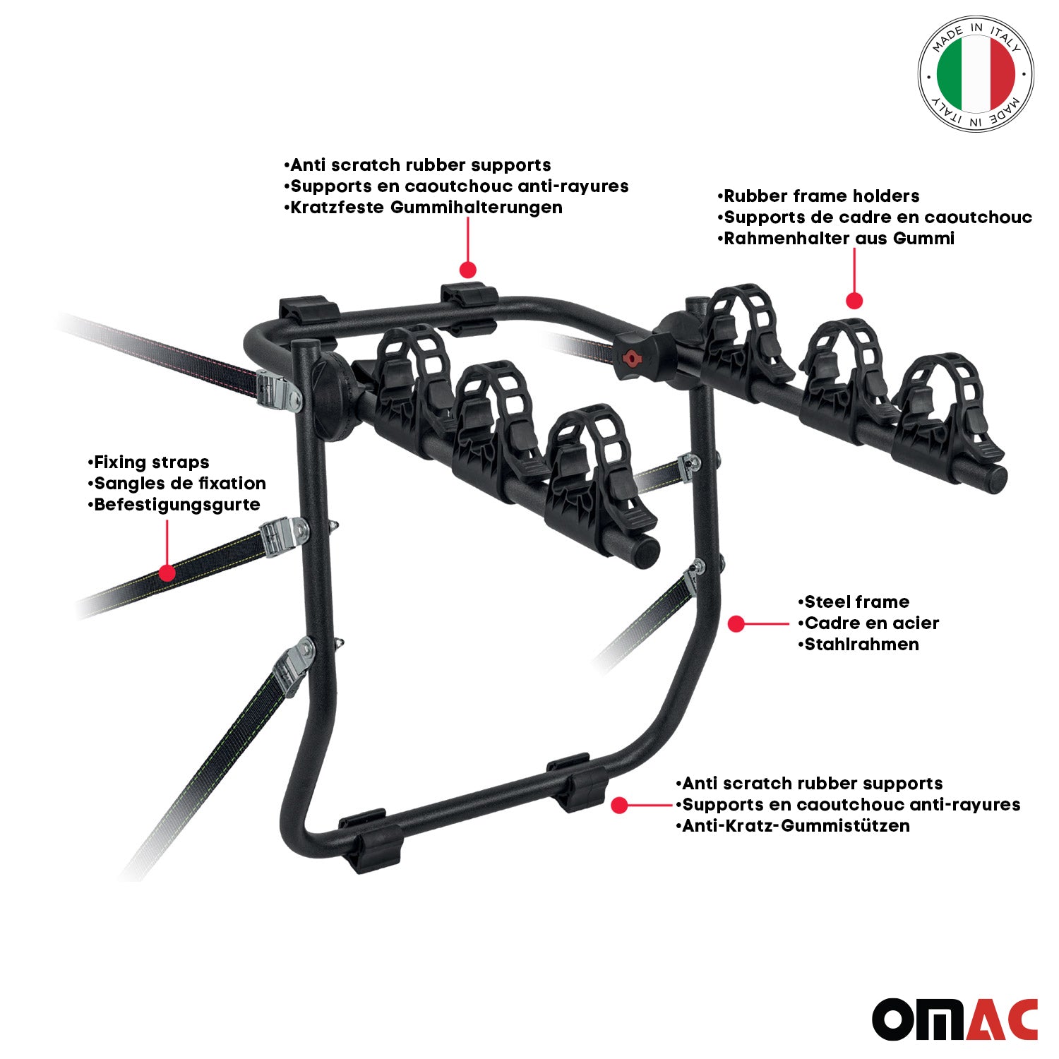 2018-2023 Kia Rio Bike Racks 3 Bike Carrier Hitch Mount Steel Black