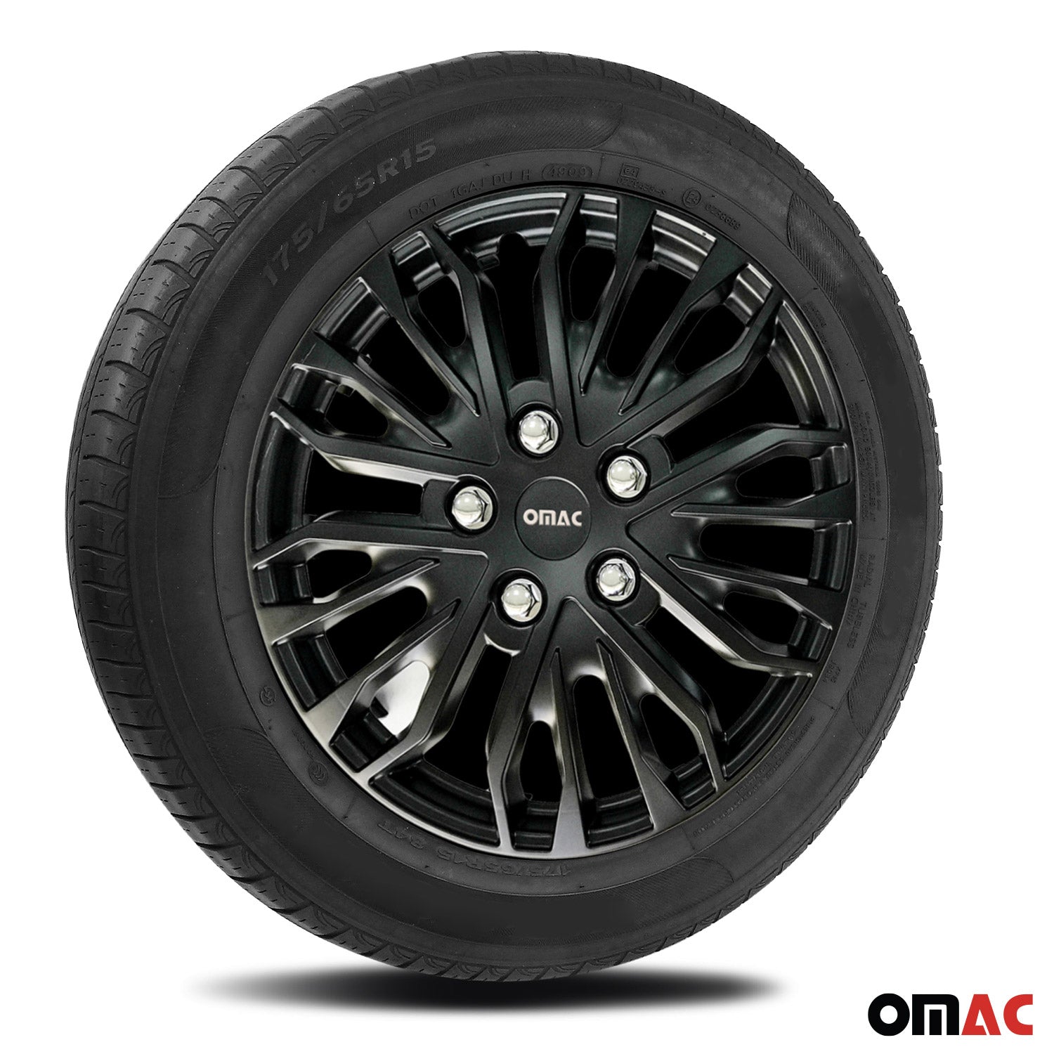 Rimini Hub Caps Wheel Cover 16" Matt Black & Grey Full Set 4 pcs.