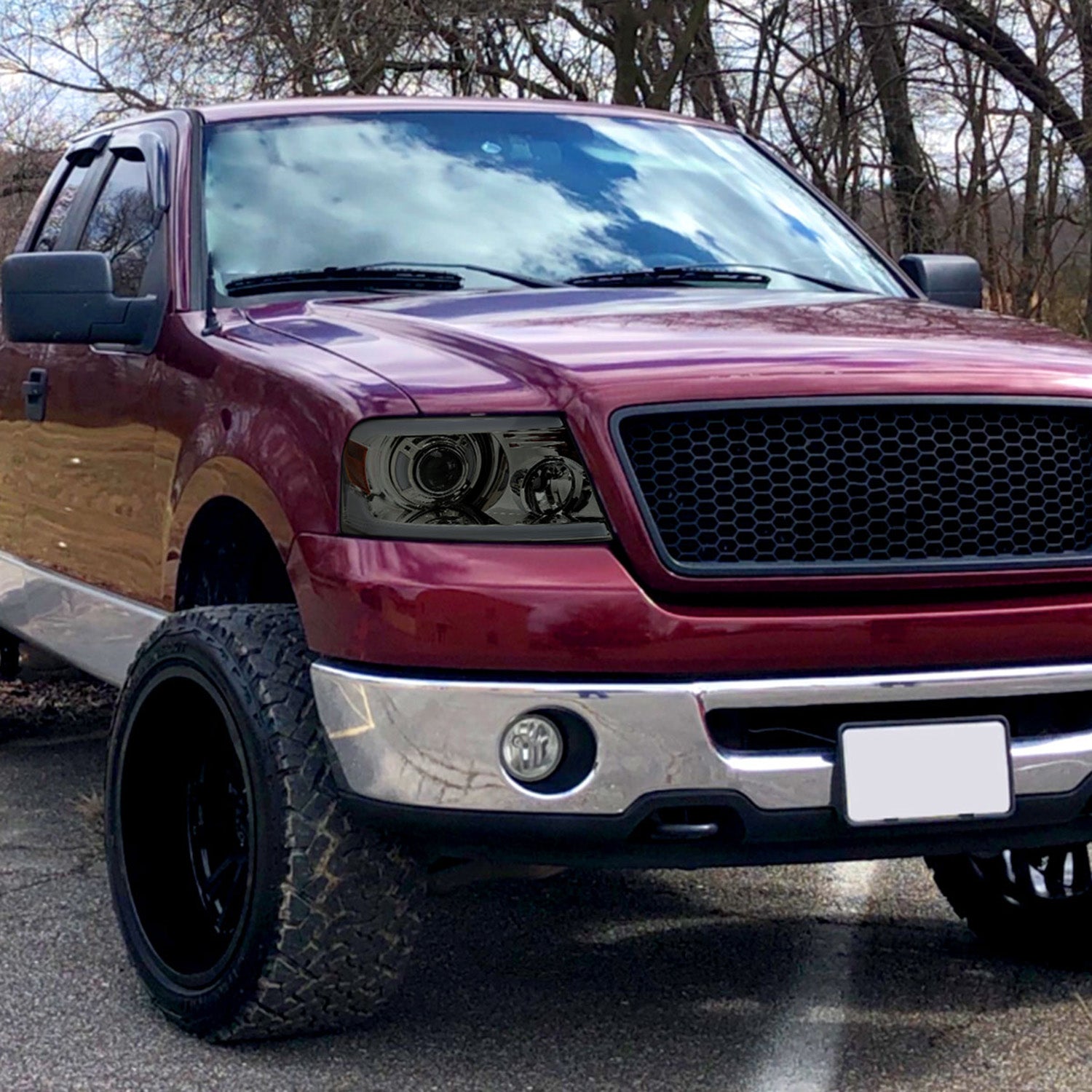 2004-2008 Ford F-150/06-2008 Lincoln Mark LT Projector Headlights LED Bar Smoke