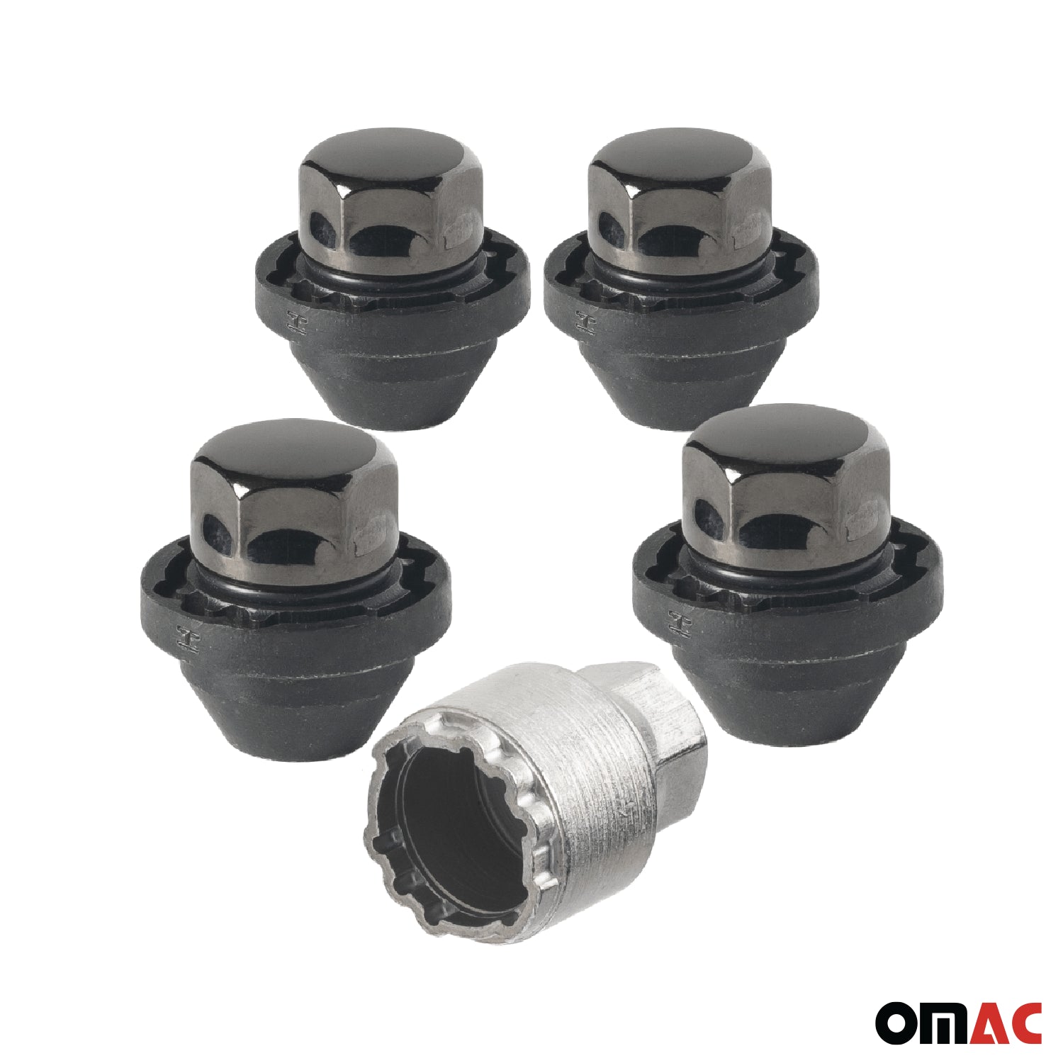 Wheel Lock Kit for Hyundai Elantra M12X1,5 Nut Chromed Black 4Locks & 1Key