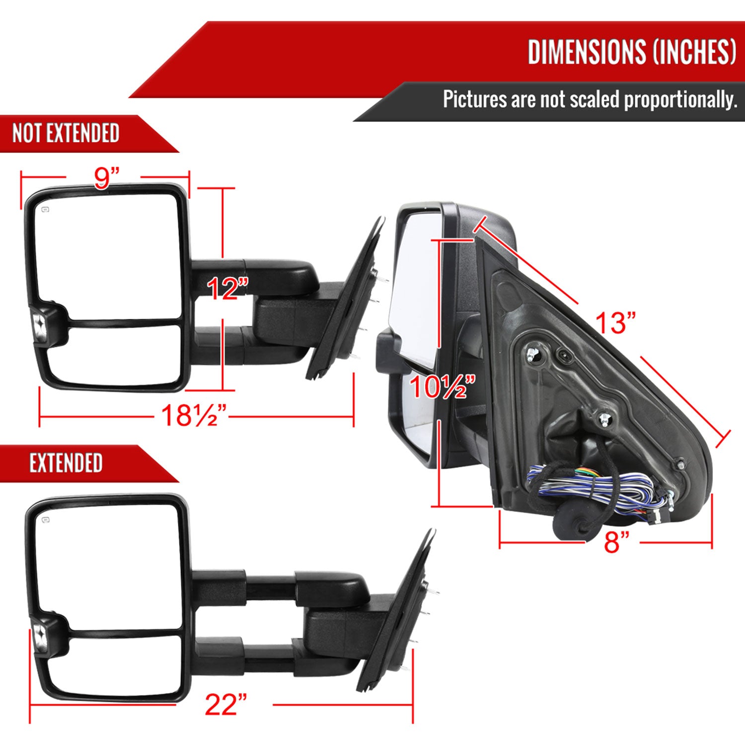 2014-2016 Chevy Silverado/GMC Sierra Heated ATS Manual Towing Mirrors &Amber
