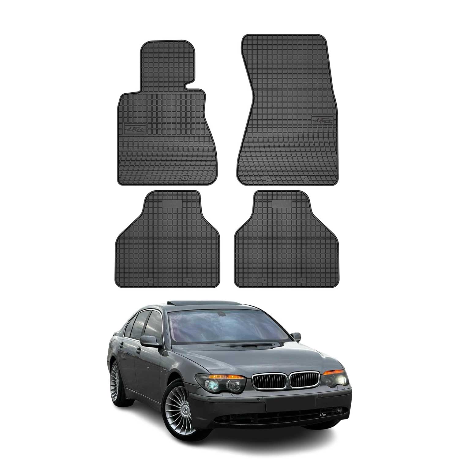 2003-2008 BMW 7 Series E67 Sedan Floor Mats Liners Full Set All Weather Rubber Black