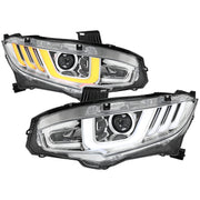2016-2021 Honda Civic Full LED Projector Headlights Turn Signal Chrome