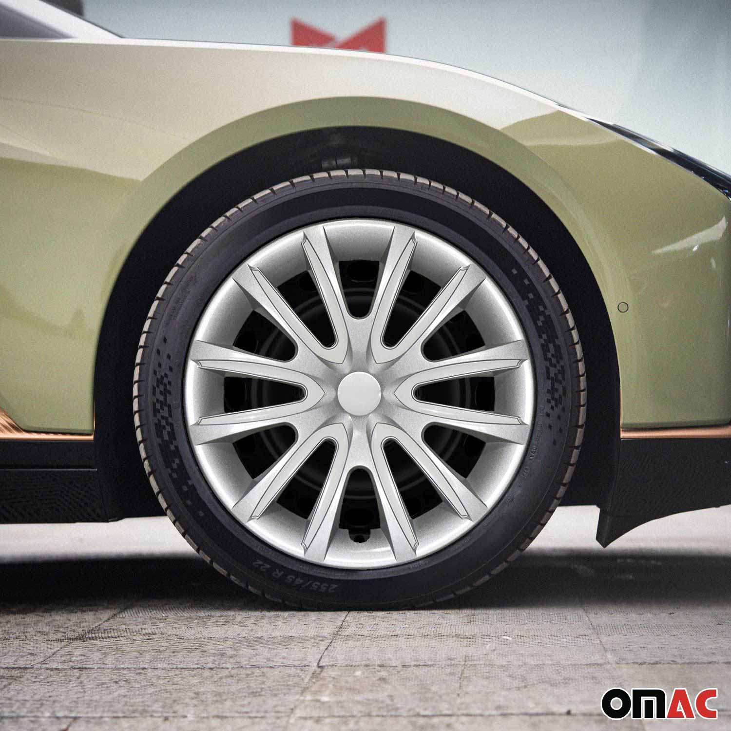 Bicolo Hub Caps Wheel Cover 15" Gray & White Full Set 4 pcs.