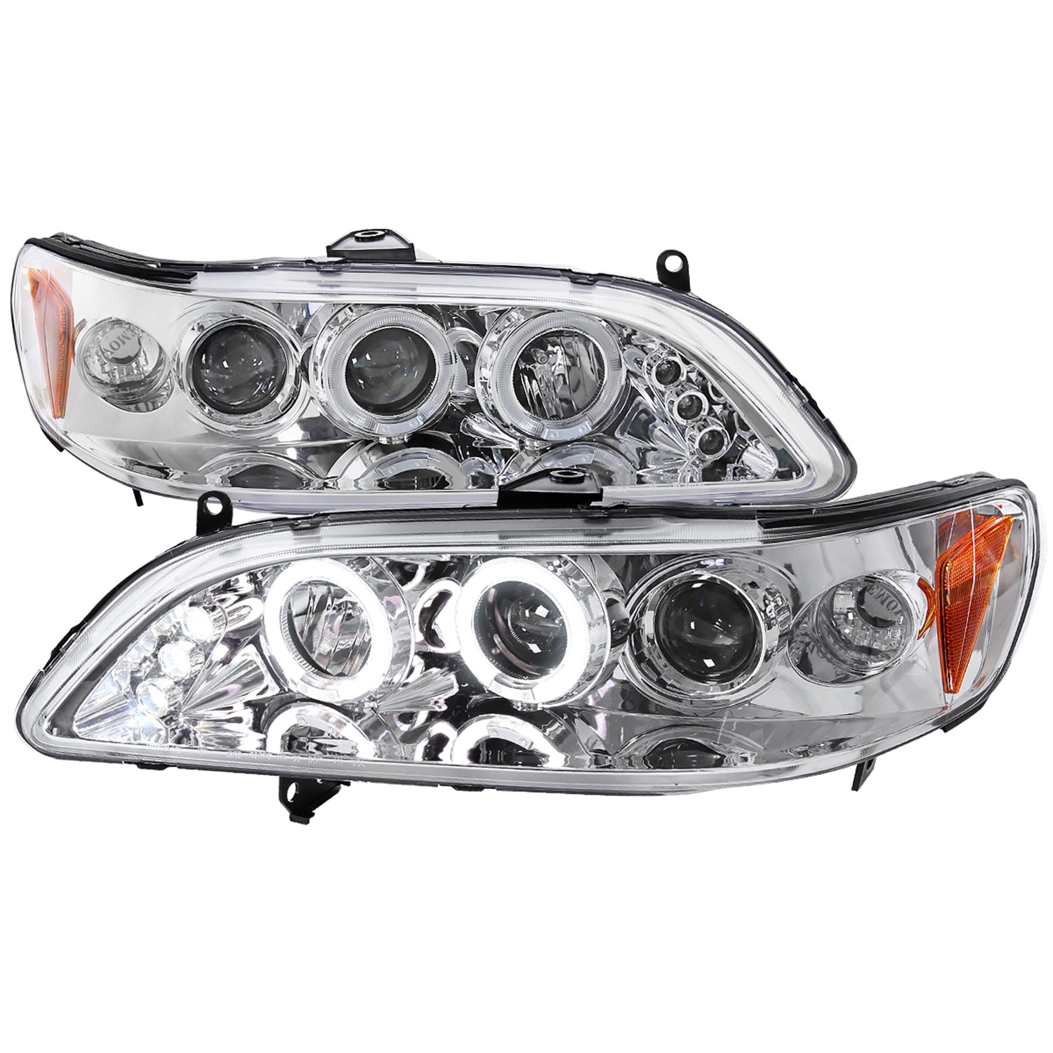 1998-2002 Honda Accord Dual Halo Projector Headlights Chrome/Clear Lens