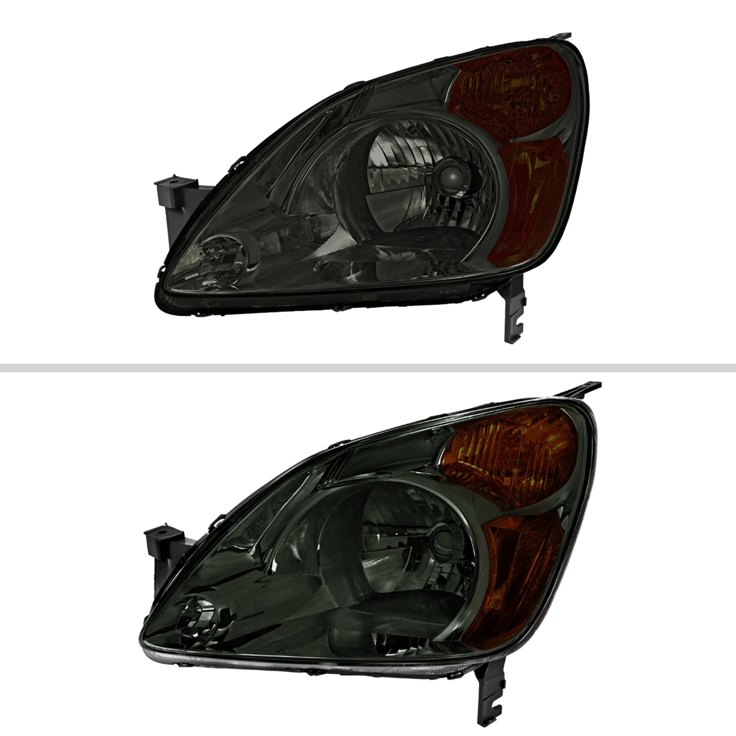 2002-2004 Honda CR-V Factory Style Headlights w/Amber Reflector Chrome/Smoke