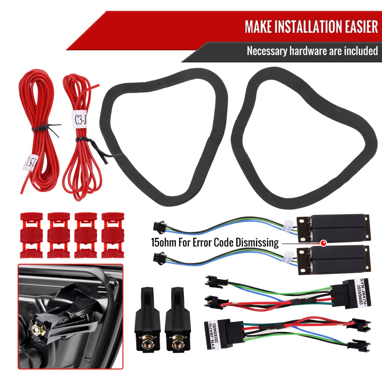 2009-2011 BMW E90 3-Series 4Dr Sedan Red LED Tail Light Jet Black/Clear Lens