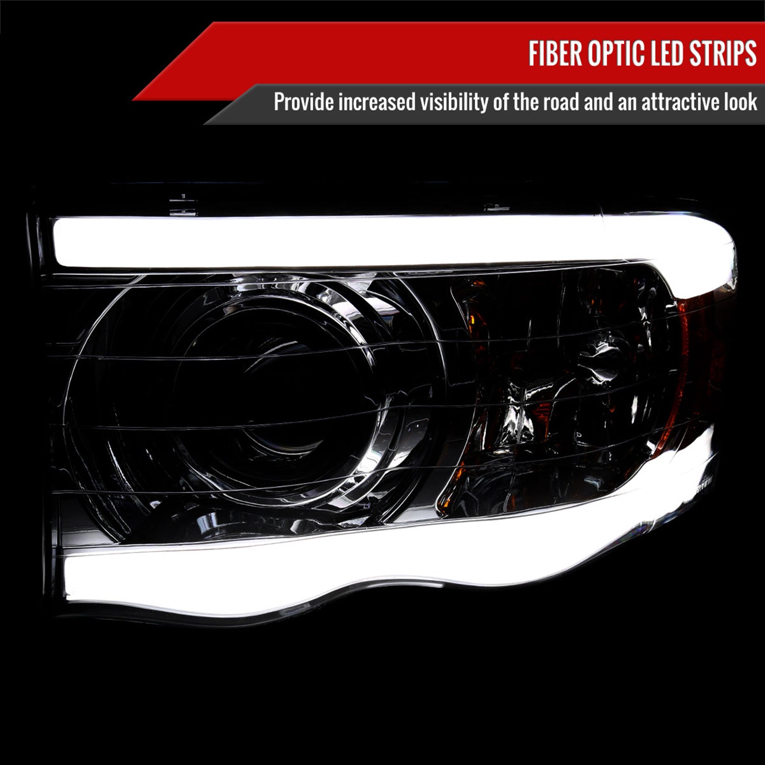 2002-2005 Dodge Ram 1500 / RAM 2500 / 3500 LED Tube H7 Headlights Chrome
