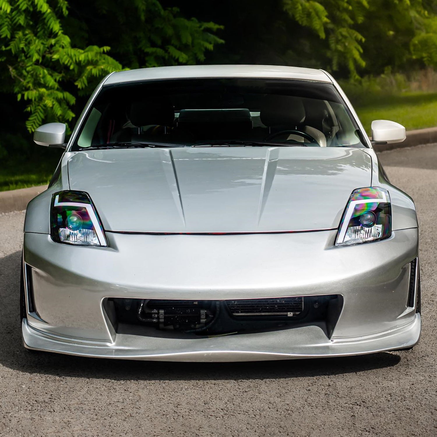 2003-2005 Nissan 350Z Turn Signal Animated LED Bar Projector Headlights Black