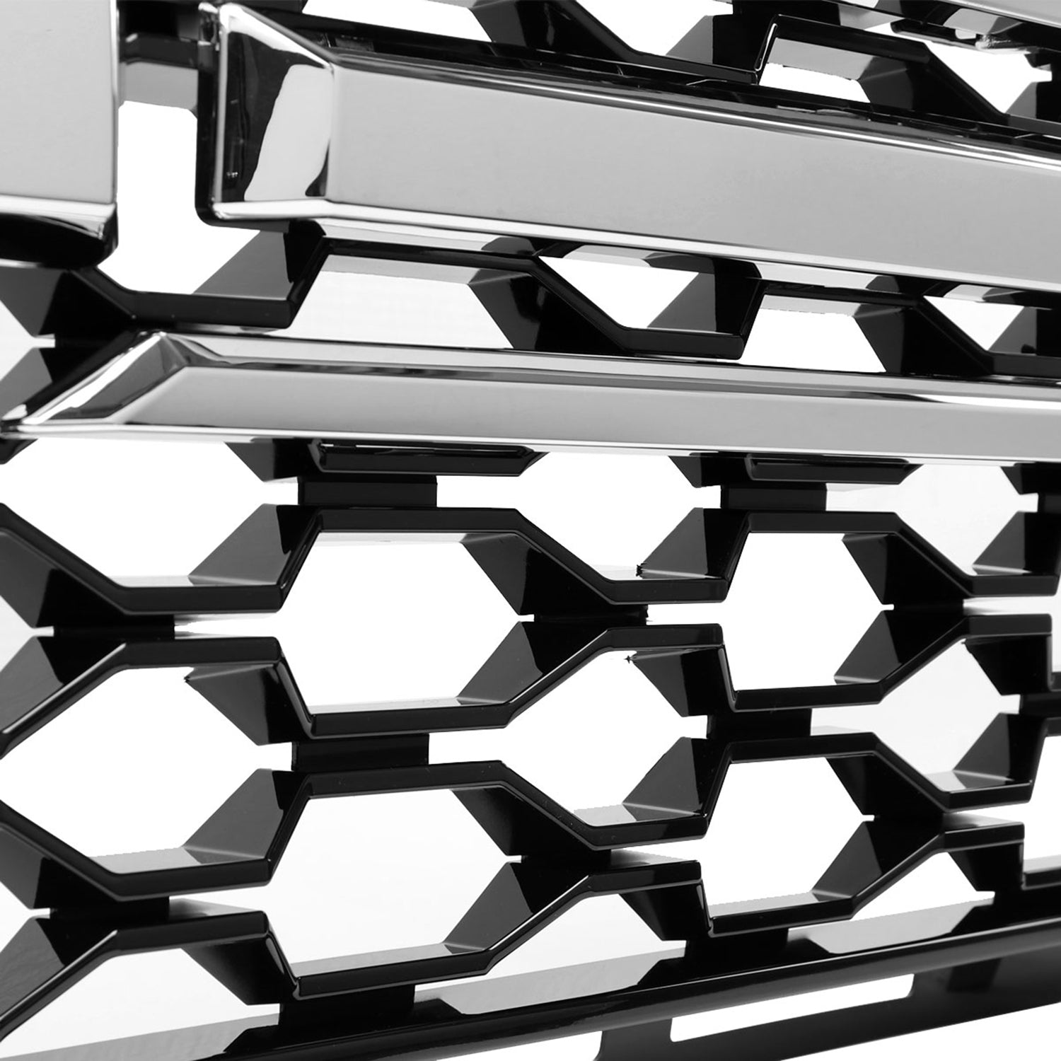 2019-2022 Chevy Silverado 1500 WT Glossy Honeycomb Hood Grille Chrome Trim