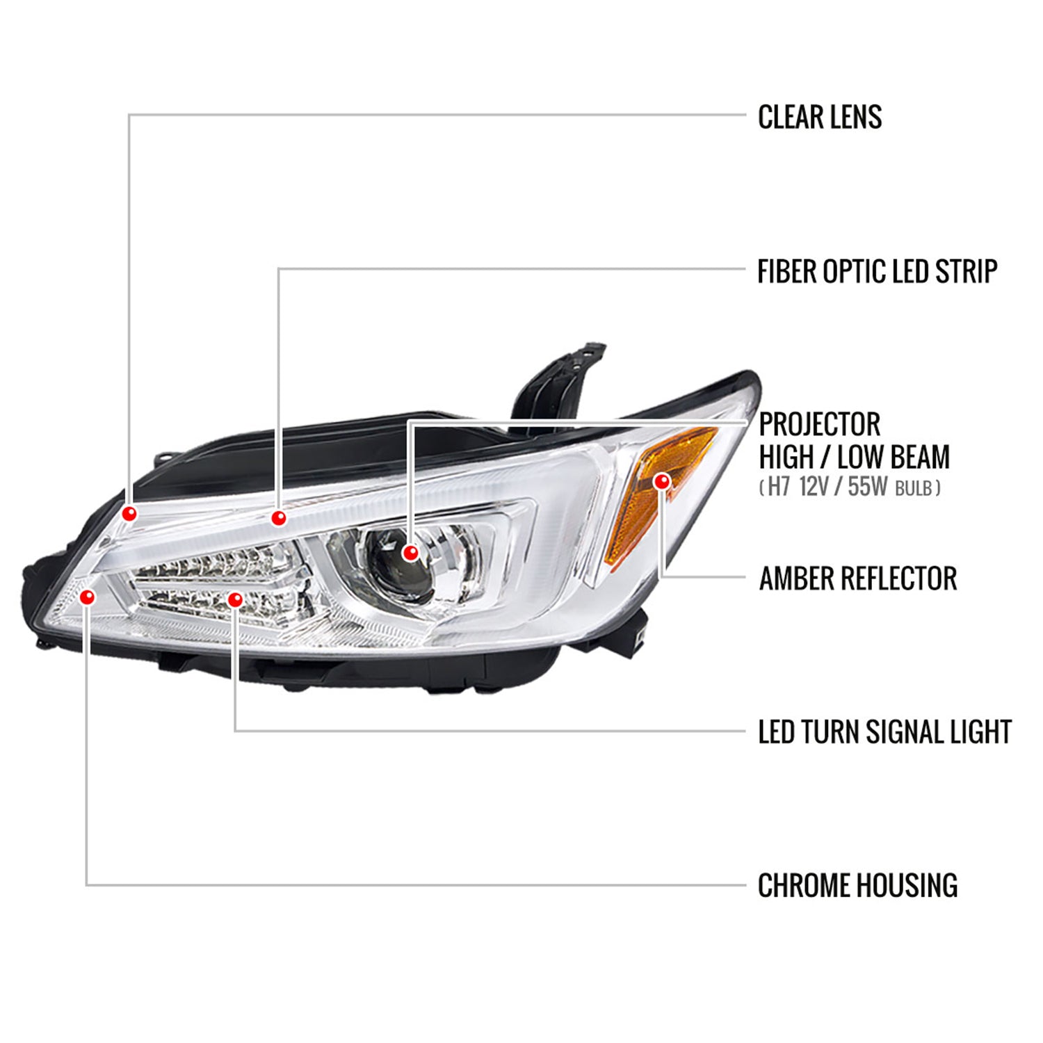 2011-2013 Scion tC LED Bar Projector Headlights LED Turn Signal Lights Chrome
