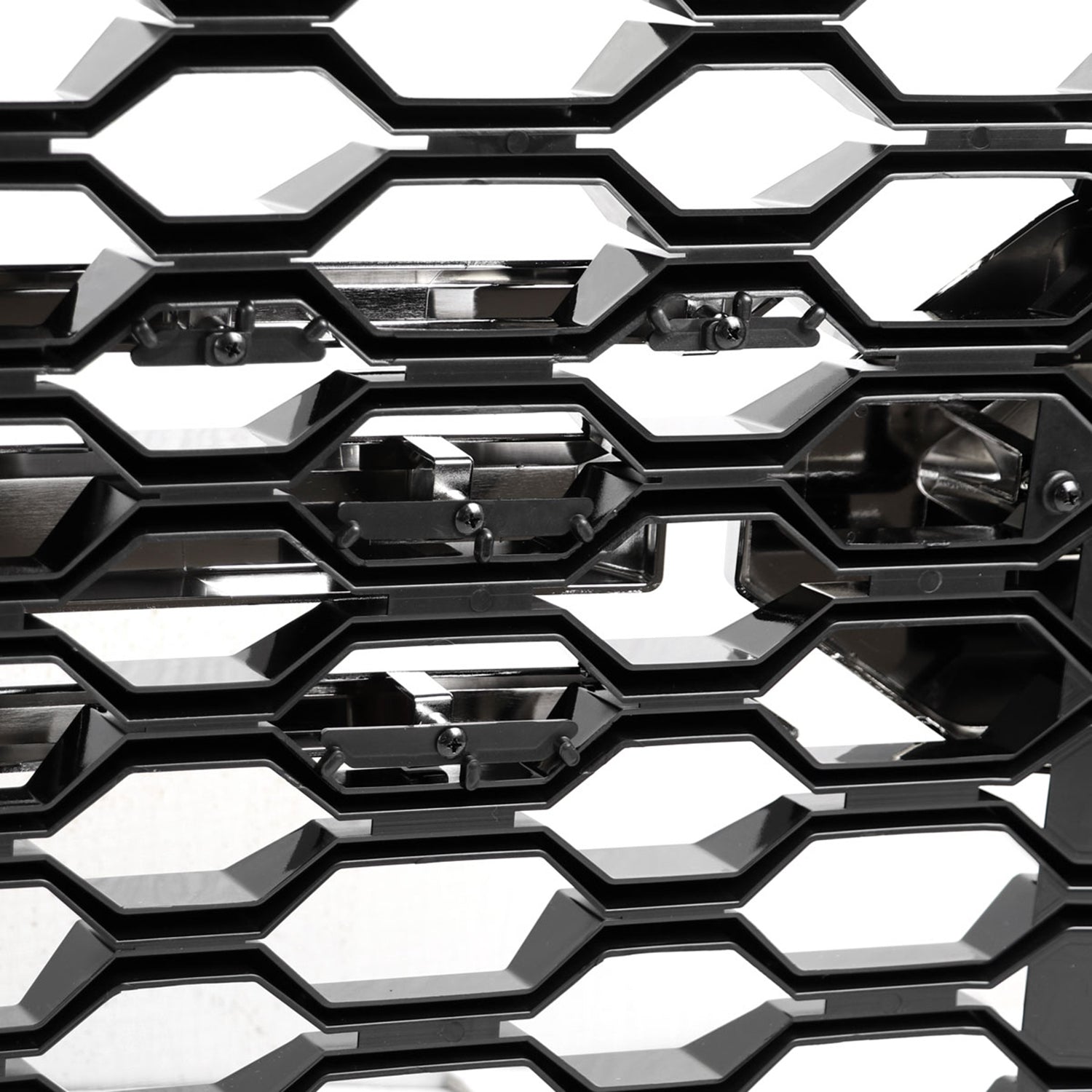2019-2022 Chevy Silverado 1500 LT Glossy Honeycomb Hood Grille Chrome Trim